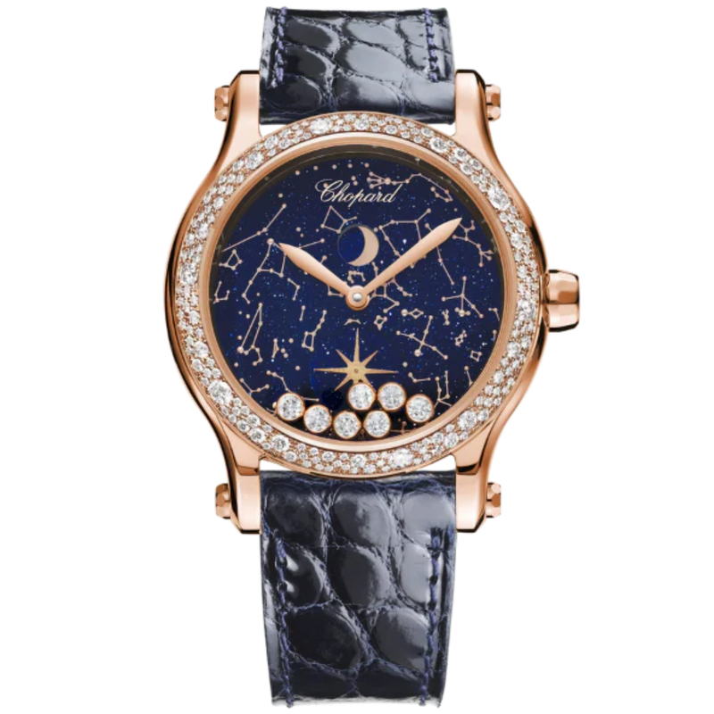 HAPPY MOON LIMITED EDITION 36 MM ETHICAL ROSE GOLD  WITH BLUE ADVENTURINE DIAL - Chopard