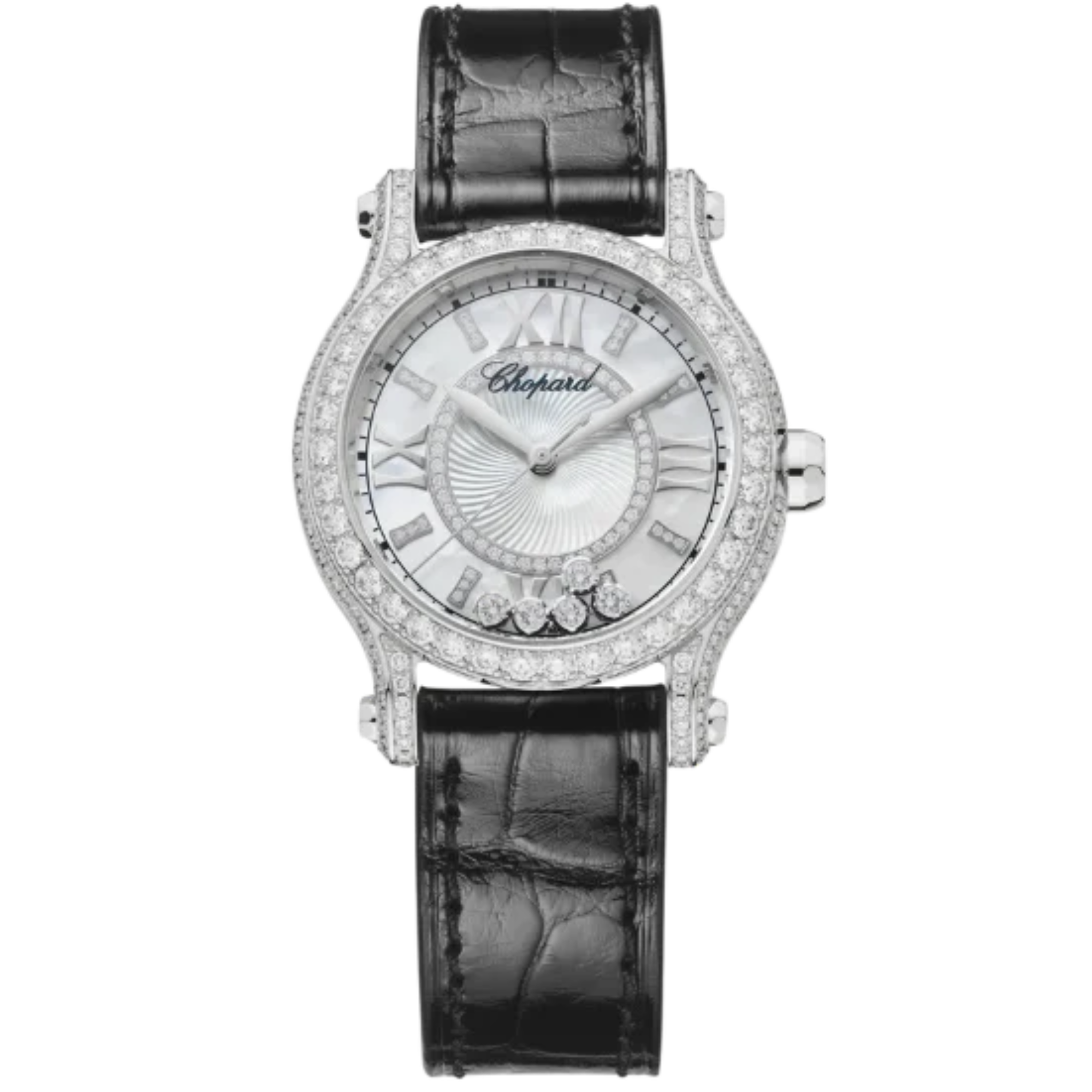 HAPPY SPORT 30 MM ETHICAL WHITE GOLD WITH MOTHER OF PEARL DIAL - Chopard