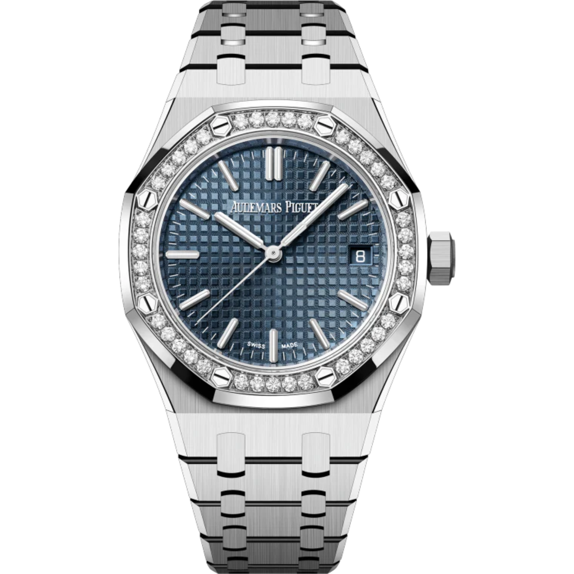 Royal Oak Selfwinding 50th Anniversary 37MM Stainless Steel Bracelet Bleu Nuit Nuage 50 Dial With Grande Tapisserie Pattern Stainless Steel Case Bezel Set With Brilliant-Cut Diamonds - Audemars Piguet
