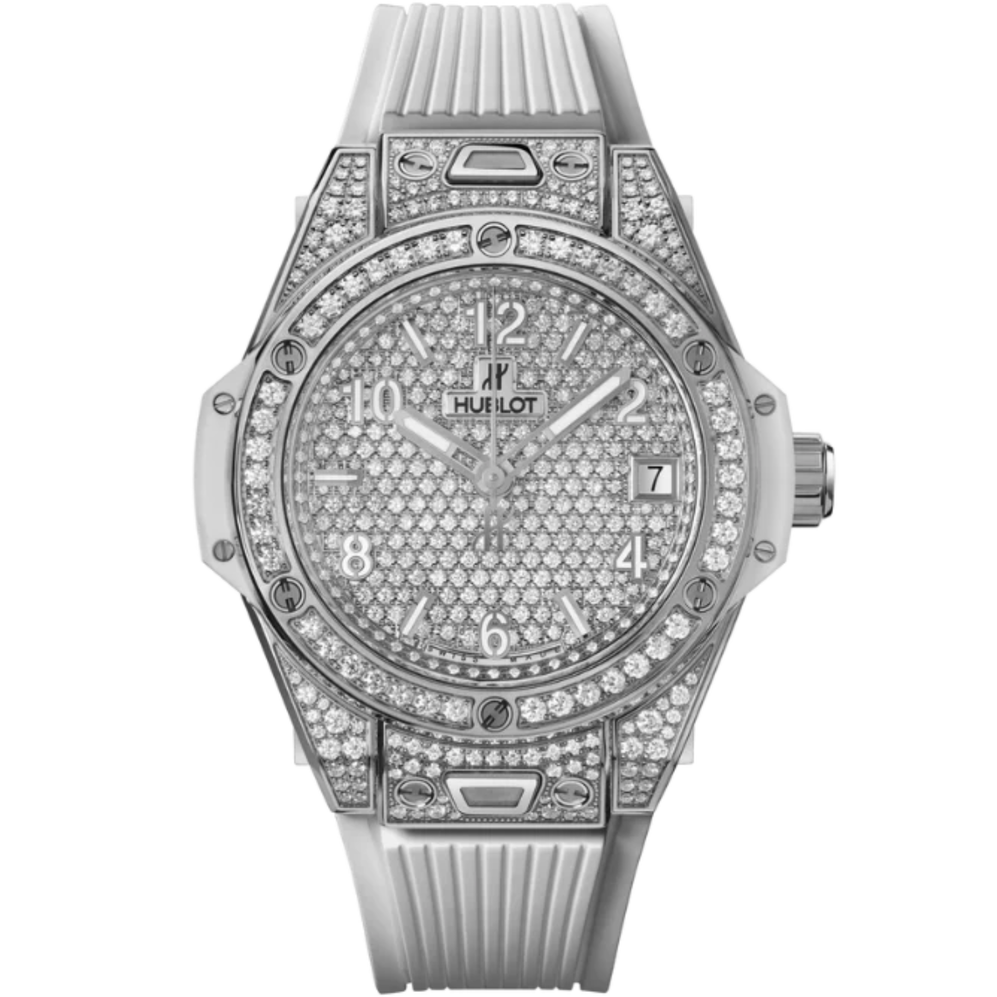 Big Bang 39mm ONE CLICK STEEL WHITE FULL PAVÉ - Hublot