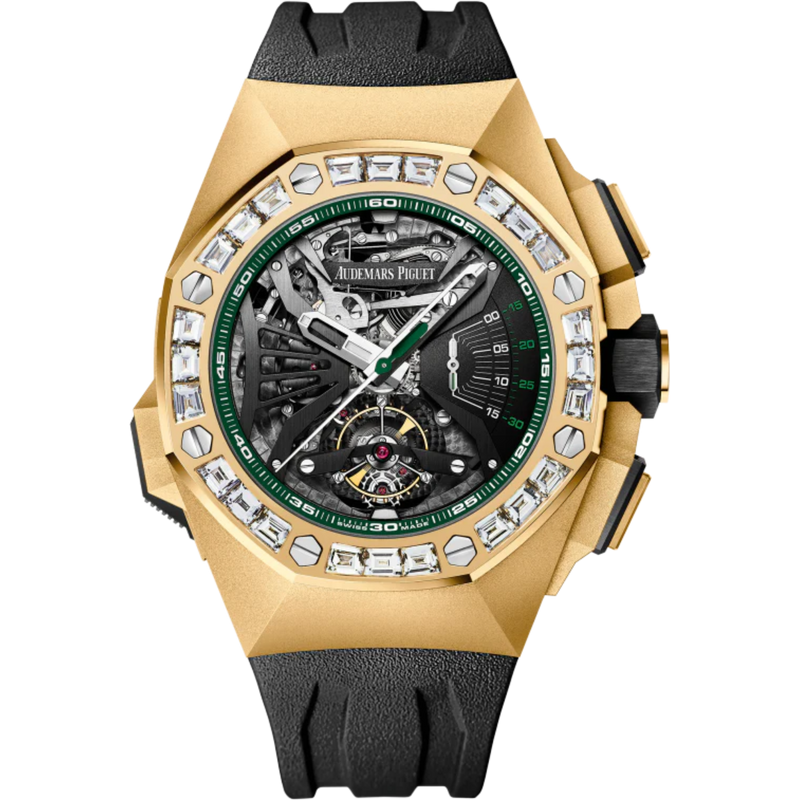 Royal Oak Concept 44mm Concept Tourbillon Chronograph Openworked and 18-Carat Yellow Gold with Diamond Bezel - Audemars Piguet