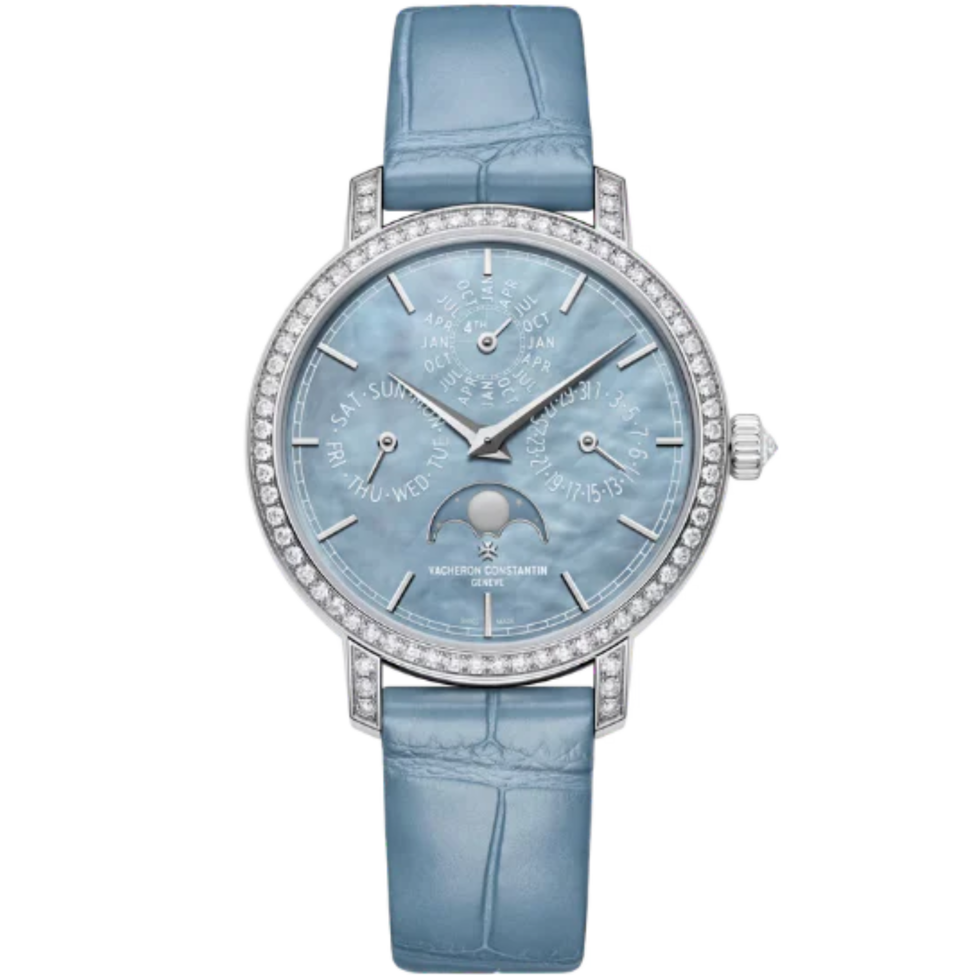 TRADITIONNELLE PERPETUAL CALENDAR ULTRA-THIN 36 MM 18K WHITE GOLD WITH BLUE MOTHER OF PEARL DIAL - Vacheron Constantin