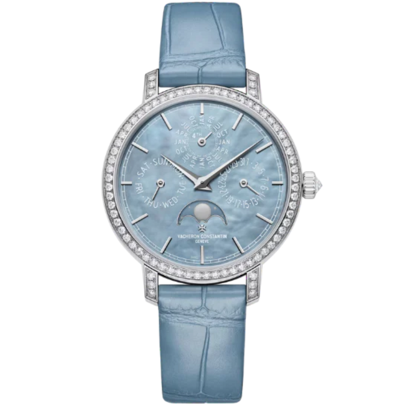 TRADITIONNELLE PERPETUAL CALENDAR ULTRA-THIN 36 MM 18K WHITE GOLD WITH BLUE MOTHER OF PEARL DIAL - Vacheron Constantin
