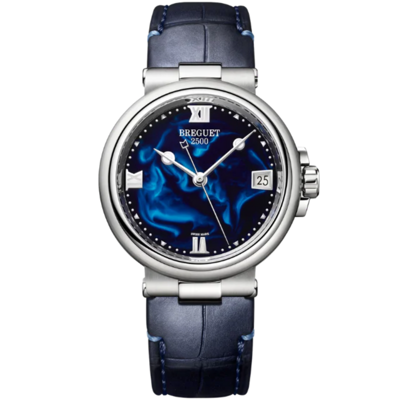 MARINE DAME 9517 34 MM STAINLESS STEEL WITH BLUE LACQUERED DIAL - Breguet