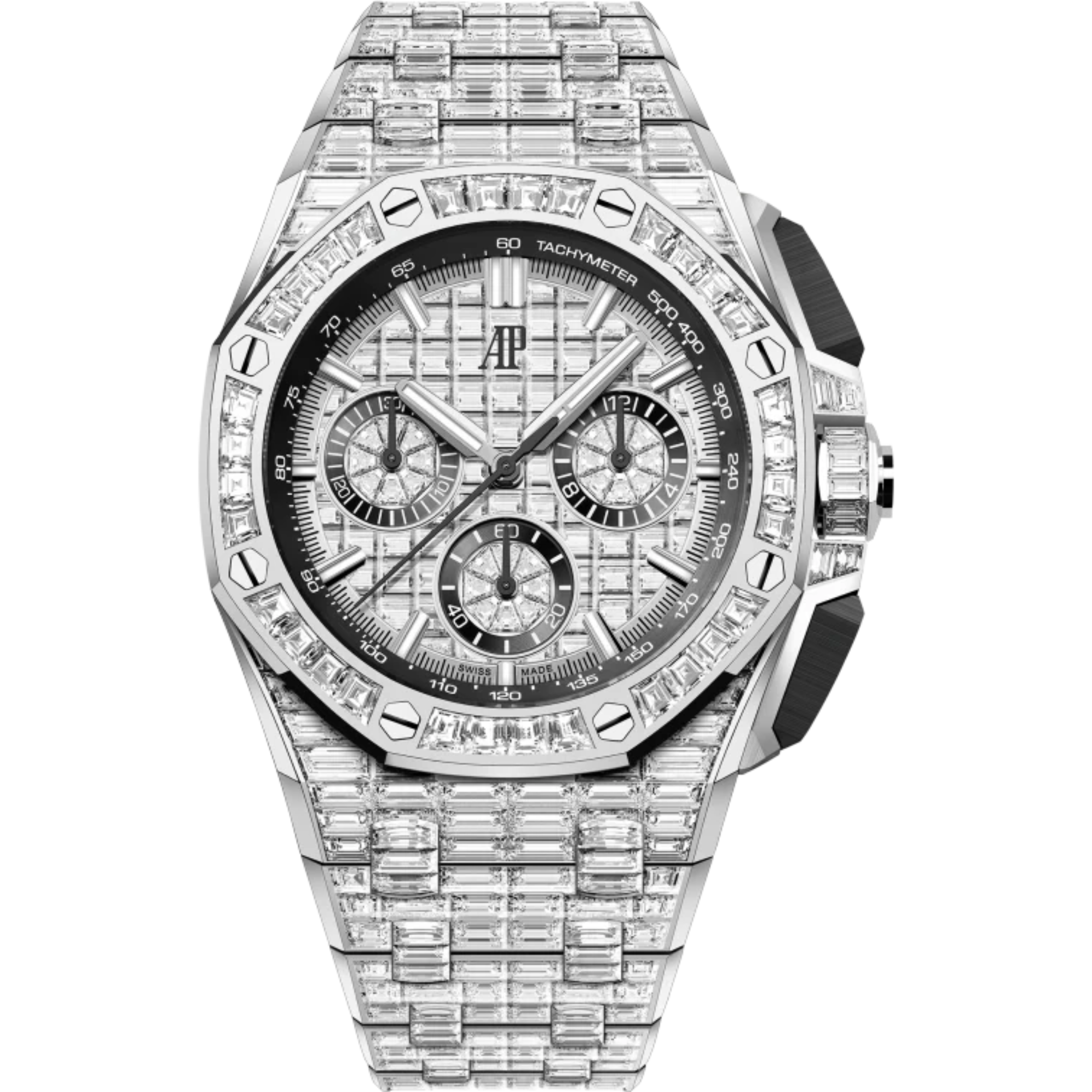 Royal Oak Offshore Selfwinding Chronograph 43MM 18-Carat White Gold Bracelet 18-Carat White Gold Dial 18-Carat White Gold Case and Bezel Set With Baguette-Cut Diamonds - Audemars Piguet