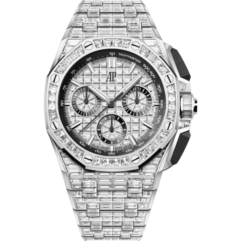 Royal Oak Offshore Selfwinding Chronograph 43MM 18-Carat White Gold Bracelet 18-Carat White Gold Dial 18-Carat White Gold Case and Bezel Set With Baguette-Cut Diamonds - Audemars Piguet