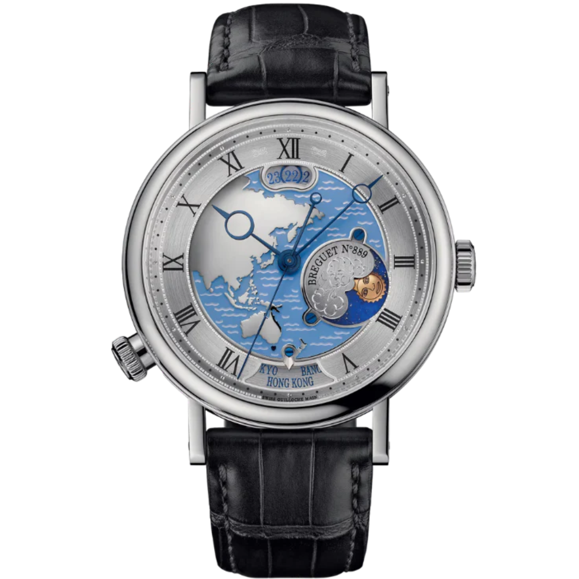 HORA MUNDI 5717 43 MM PLATINUM WITH BLUE "WAVE" MOTIF DIAL - Breguet
