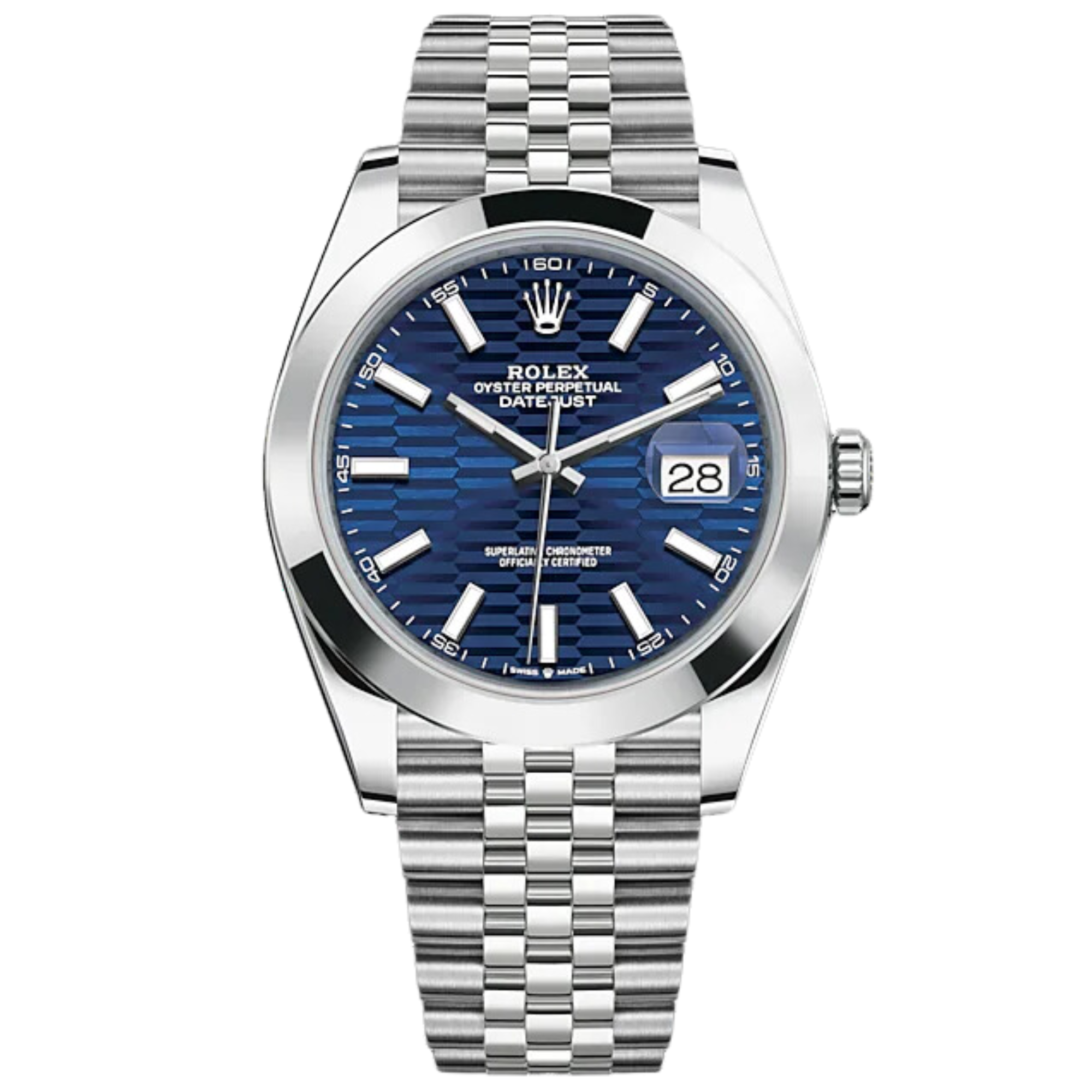 Datejust 41 41mm Jubilee Bracelet Oystersteel with Bright Blue Fluted-Motif Dial Oystersteel Bezel - Rolex