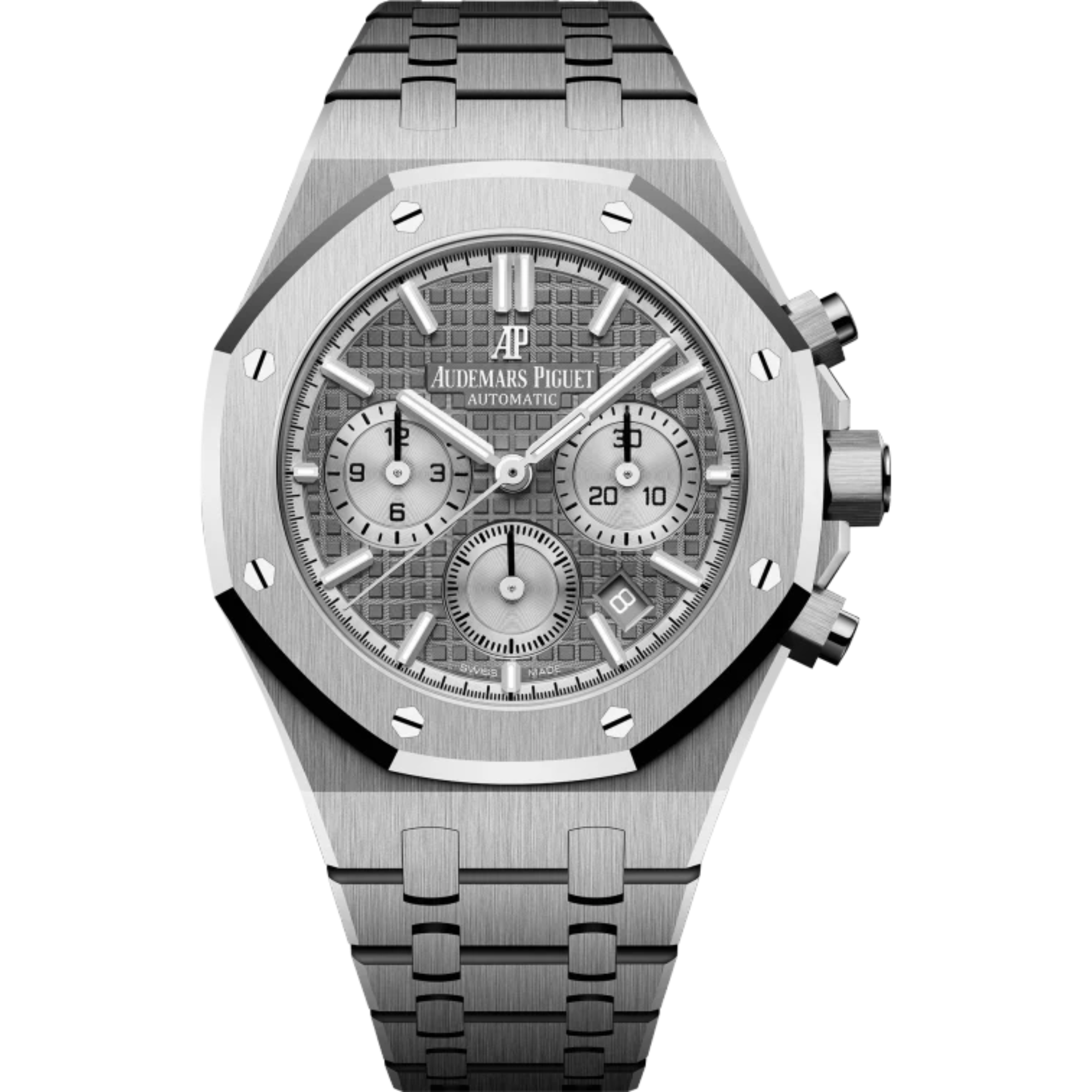 Royal Oak Selfwinding Chronograph 38MM Stainless Steel Bracelet Ruthénium-Toned Dial With Grande Tapisserie Pattern Stainless Steel Case - Audemars Piguet