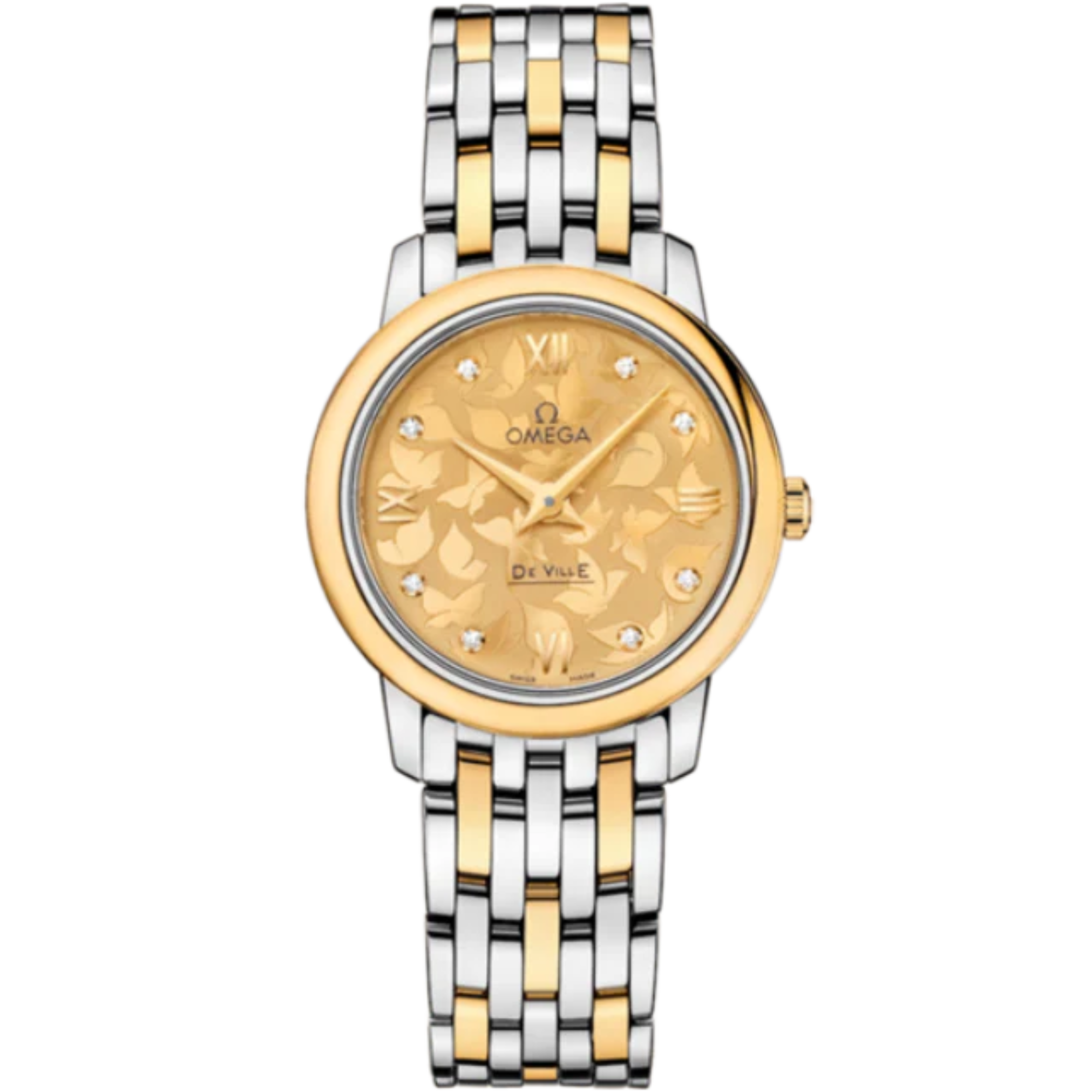 DE VILLE PRESTIGE BUTTERFLY 27 MM STAINLESS STEEL - YELLOW GOLD WITH YELLOW DIAL - Omega