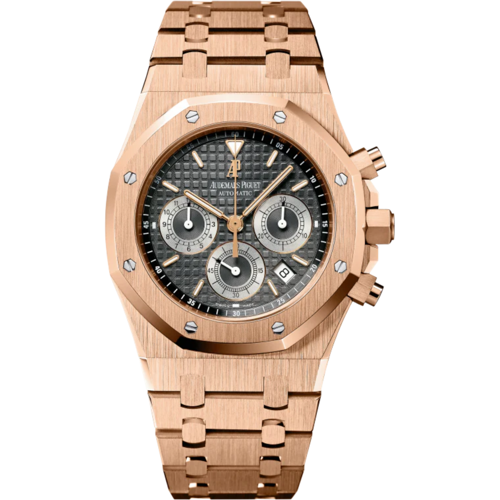 Royal Oak Chronograph 39MM 18-Carat Pink Gold Bracelet Brown Dial With Grande Tapisserie Pattern 18-Carat Pink Gold Case - Audemars Piguet