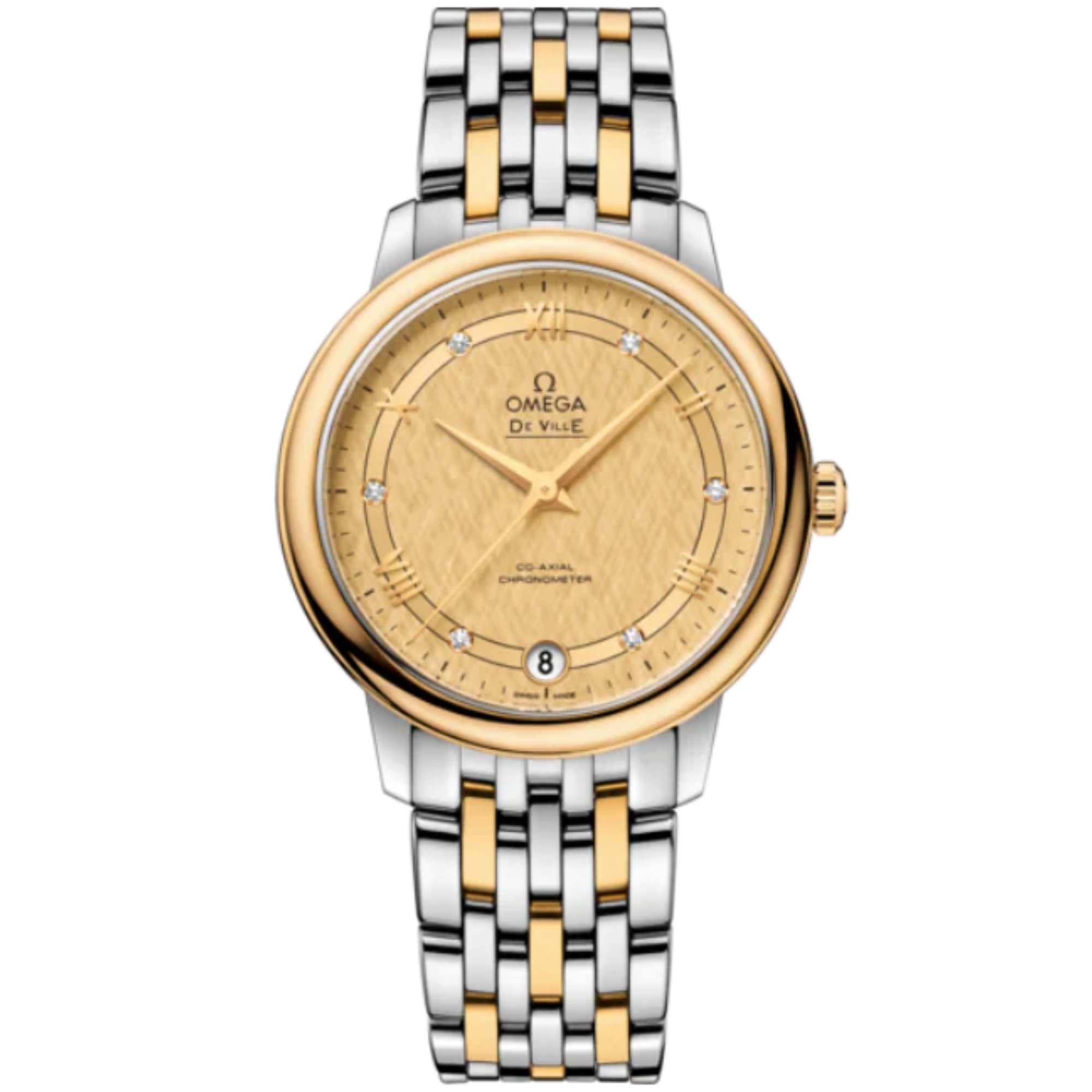 DE VILLE PRESTIGE 33 MM STAINLESS STEEL - YELLOW GOLD WITH YELLOW DIAL - Omega