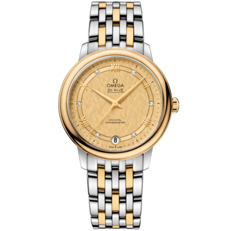 DE VILLE PRESTIGE 33 MM STAINLESS STEEL - YELLOW GOLD WITH YELLOW DIAL - Omega