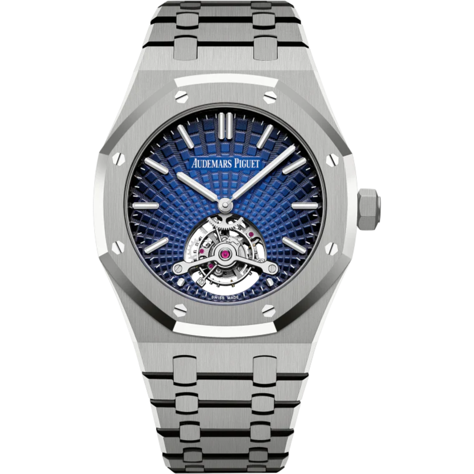Royal Oak Tourbillon Extra-Thin 41MM Titanium Bracelet Smoked Blue Dial With Tapisserie Evolutive Pattern Titanium Case - Audemars Piguet