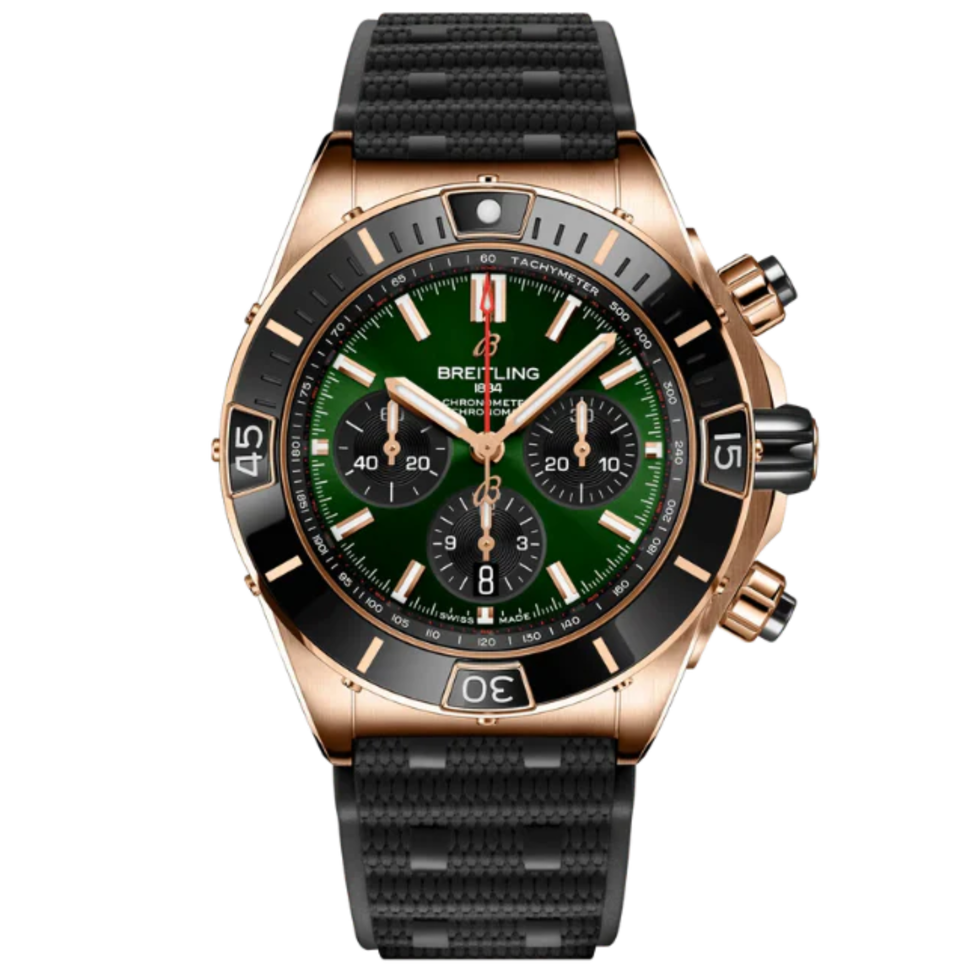 SUPER CHRONOMAT B01 44 MM 18K ROSE GOLD WITH GREEN DIAL - Breitling
