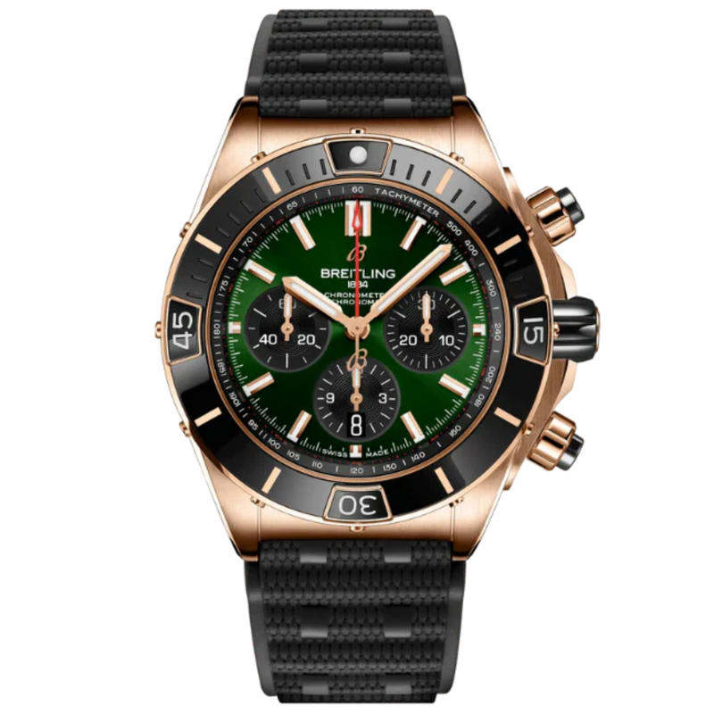 SUPER CHRONOMAT B01 44 MM 18K ROSE GOLD WITH GREEN DIAL - Breitling