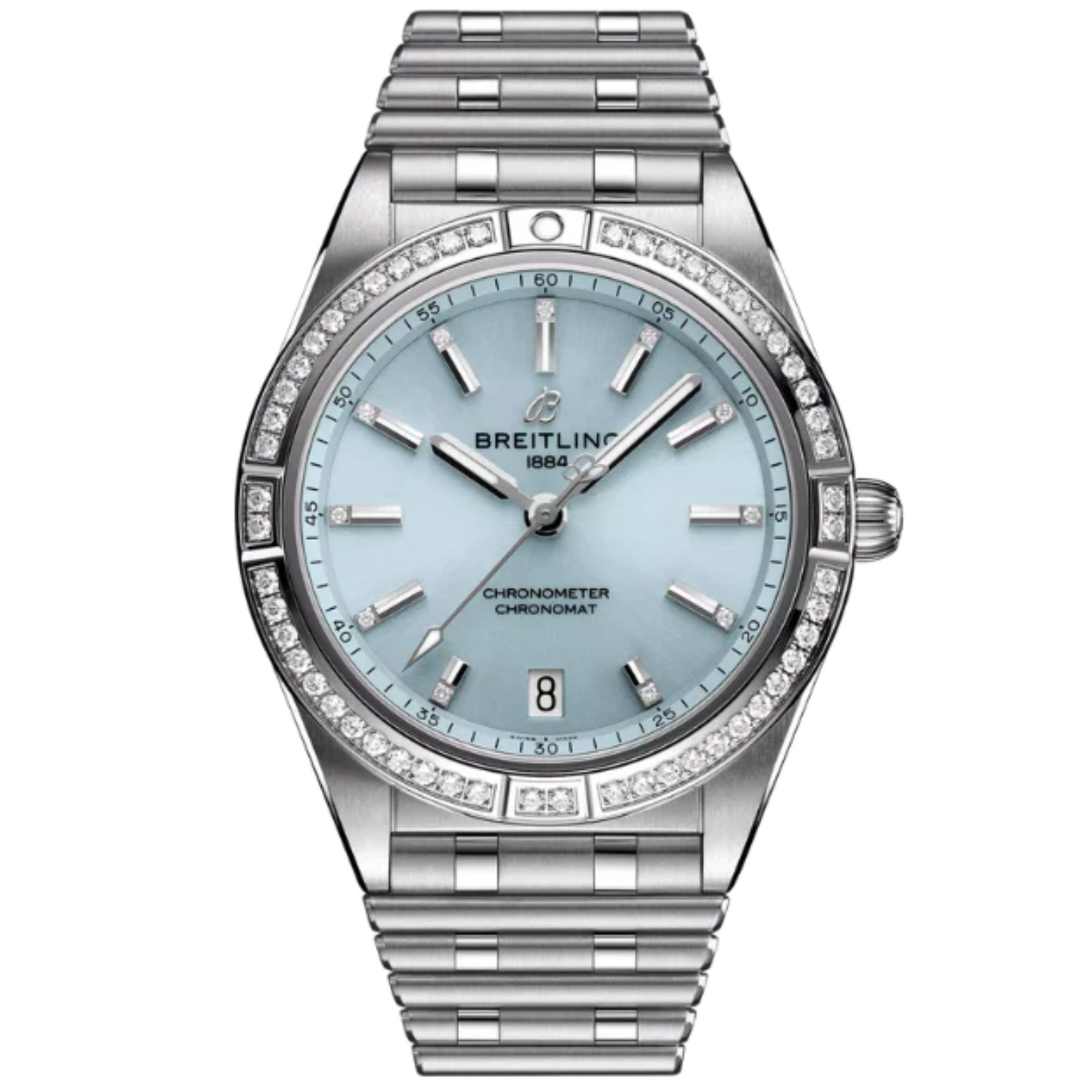 CHRONOMAT AUTOMATIC 36 MM STAINLESS STEEL & 18K WHITE GOLD WITH ICE BLUE DIAL - Breitling