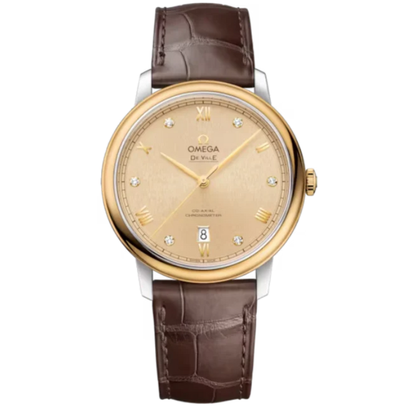 DE VILLE PRESTIGE 39 MM STAINLESS STEEL - YELLOW GOLD WITH YELLOW DIAL - Omega