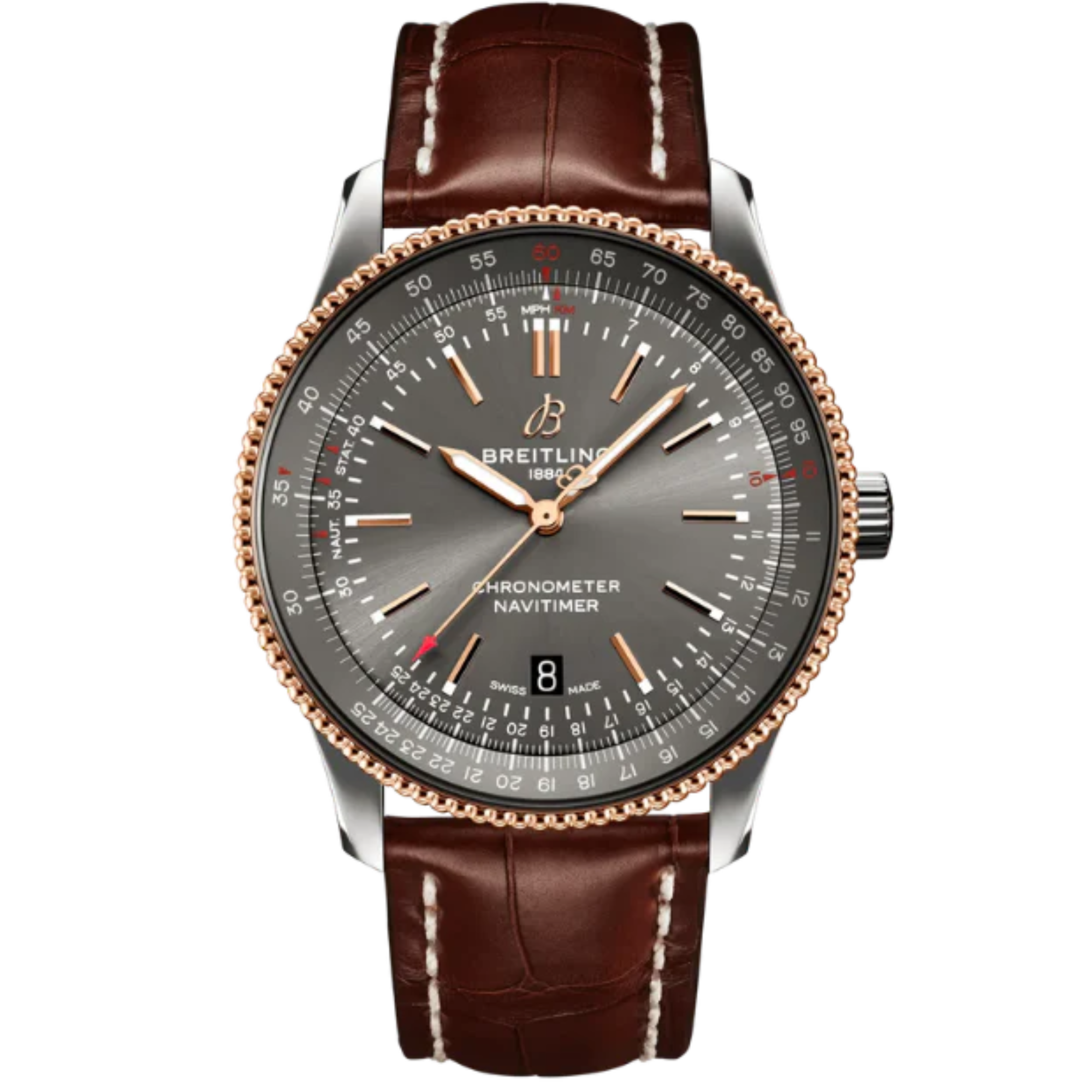NAVITIMER AUTOMATIC 41 MM STAINLESS STEEL & 18K ROSE GOLD WITH ANTHRACITE GRAY DIAL - Breitling