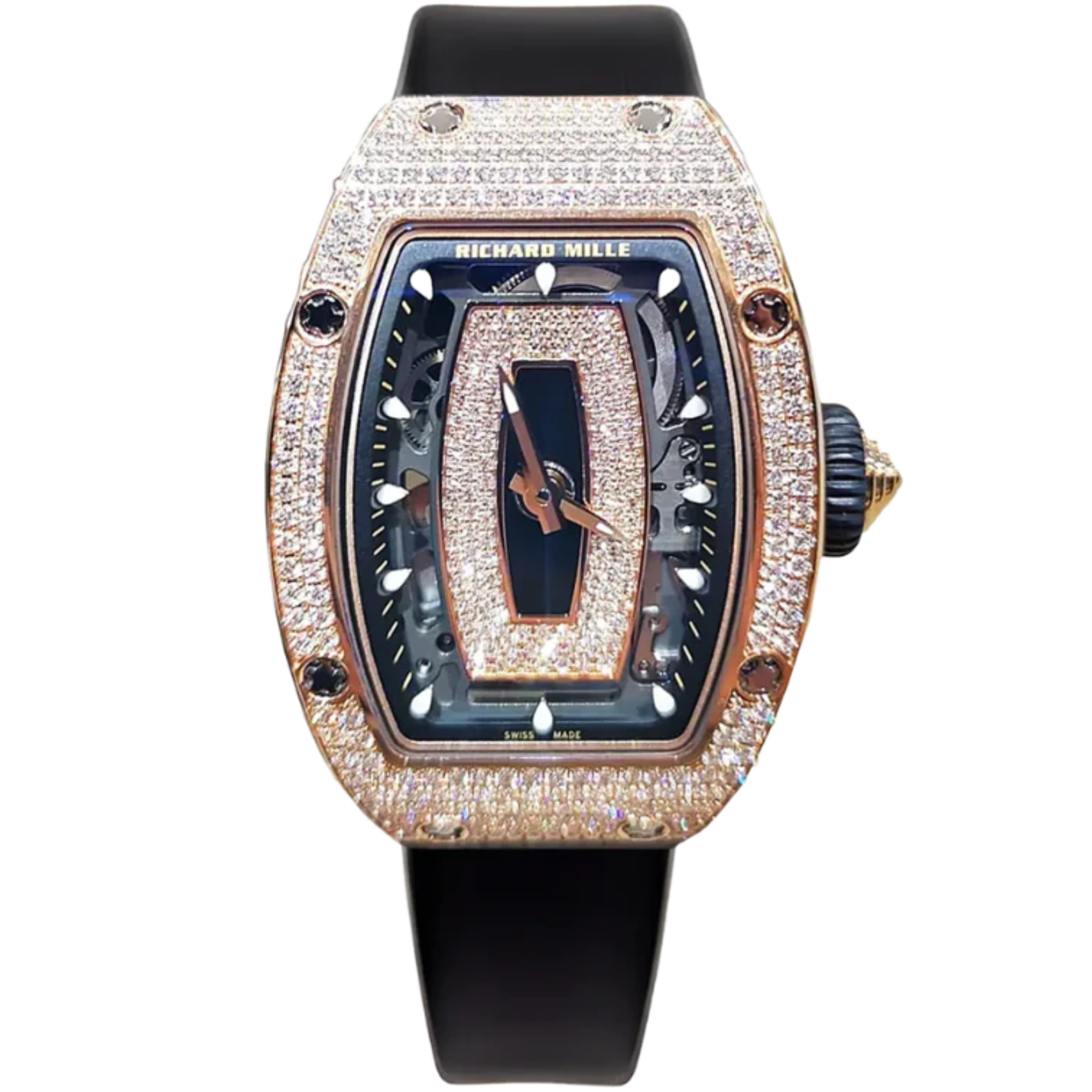 RM 07-01 Snow Black Lips Automatic Black Strap Rose Gold Case - Richard Mille