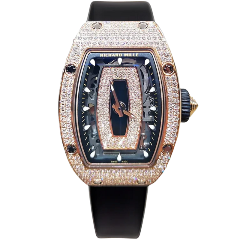 RM 07-01 Snow Black Lips Automatic Black Strap Rose Gold Case - Richard Mille