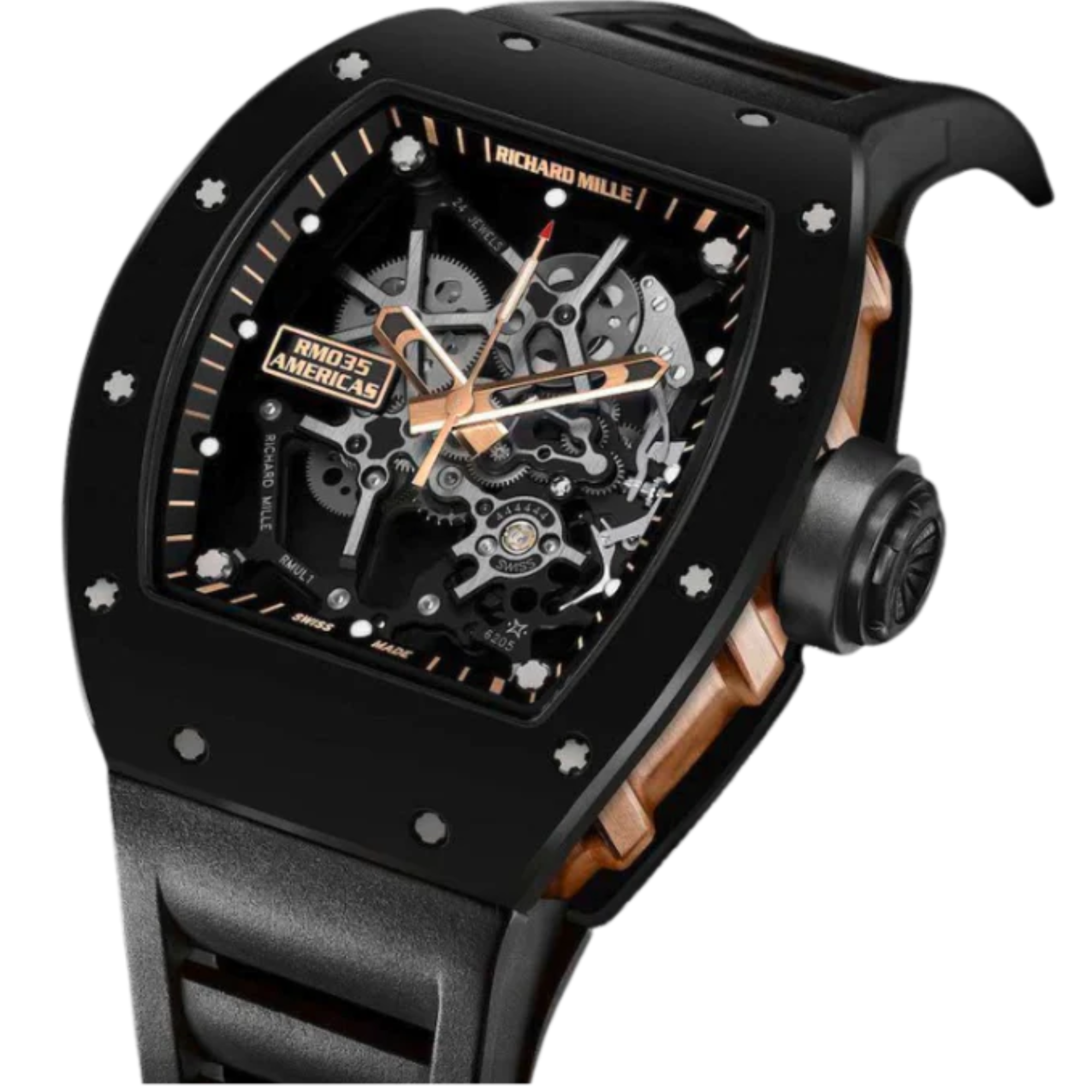 RM 035 Black Toro Manual Winding Black Rubber Strap Ceramic Case - Richard Mille