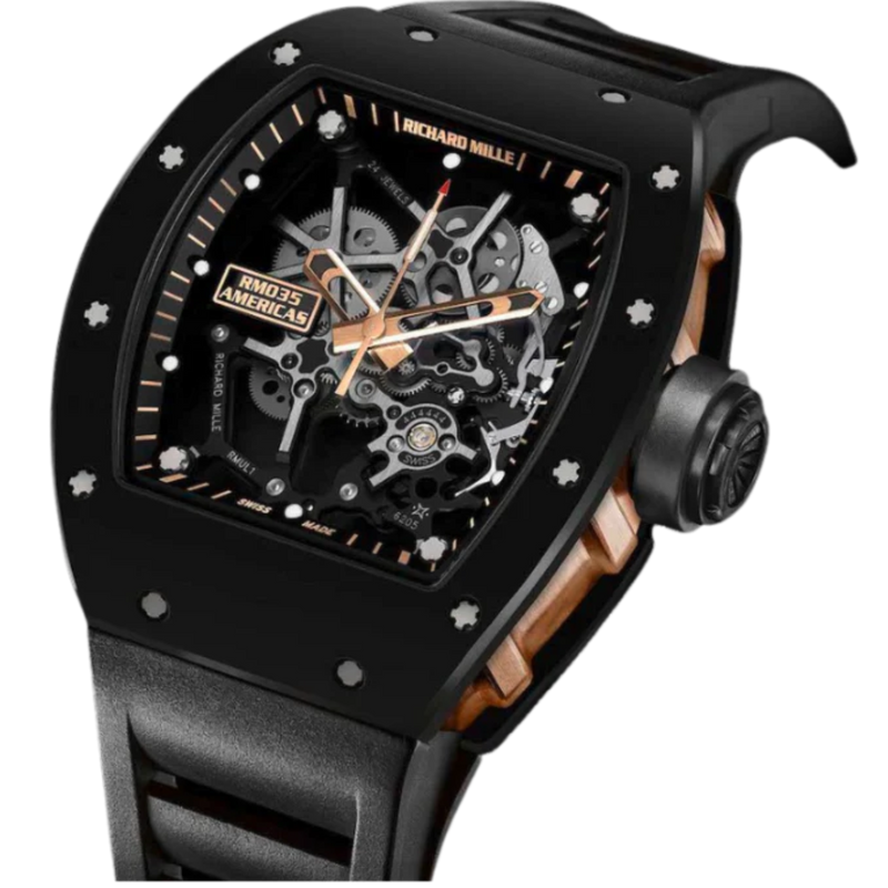RM 035 Black Toro Manual Winding Black Rubber Strap Ceramic Case - Richard Mille