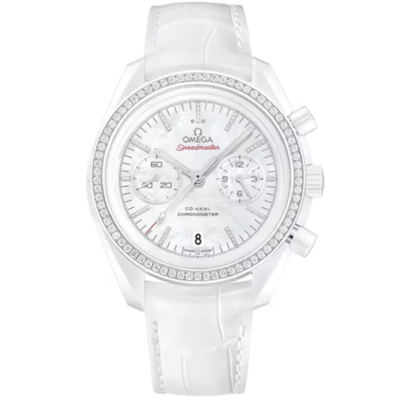 SPEEDMASTER DARK SIDE OF THE MOON WHITE SIDE OF THE MOON 44 MM WHITE CERAMIC WITH MOTHER OF PEARL DIAL - Omega
