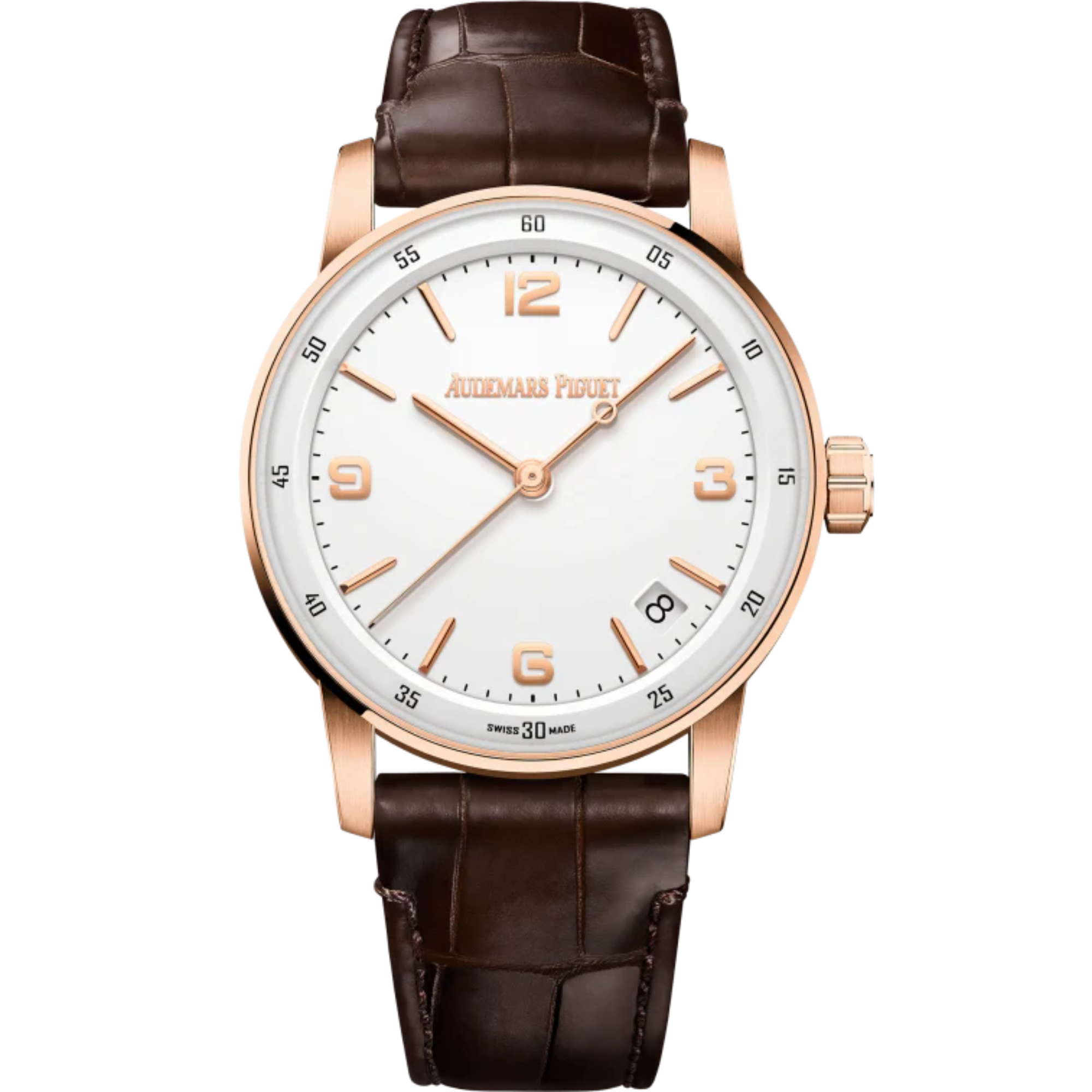 Code 11.59 by Audemars Piguet 41mm Brown Alligator Strap Lacquered White Dial 18-Carat Pink Gold Case - Audemars Piguet