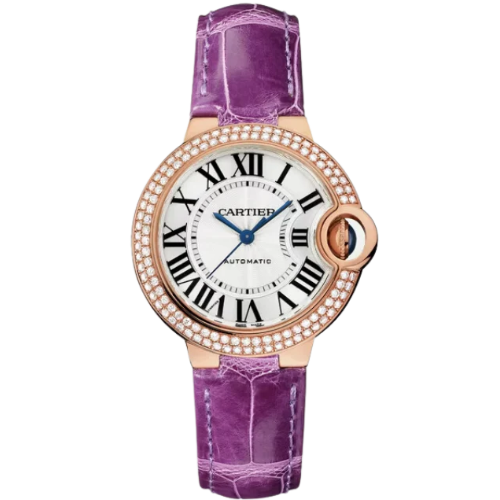 BALLON BLEU DE CARTIER 33 MM ROSE GOLD WITH SILVER GUILLOCHE LACQUER OPALINE DIAL - Cartier