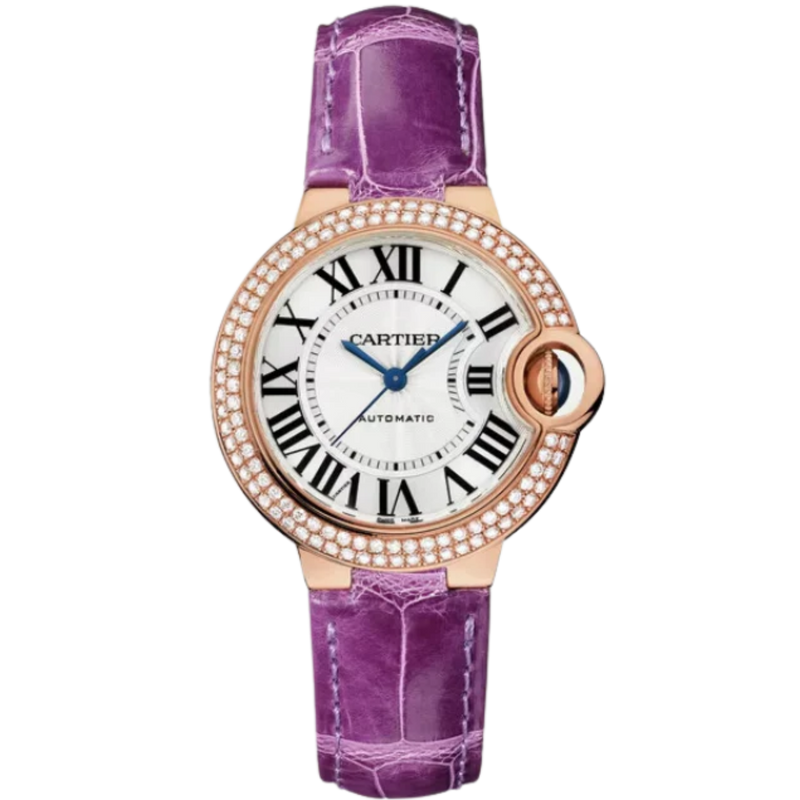 BALLON BLEU DE CARTIER 33 MM ROSE GOLD WITH SILVER GUILLOCHE LACQUER OPALINE DIAL - Cartier