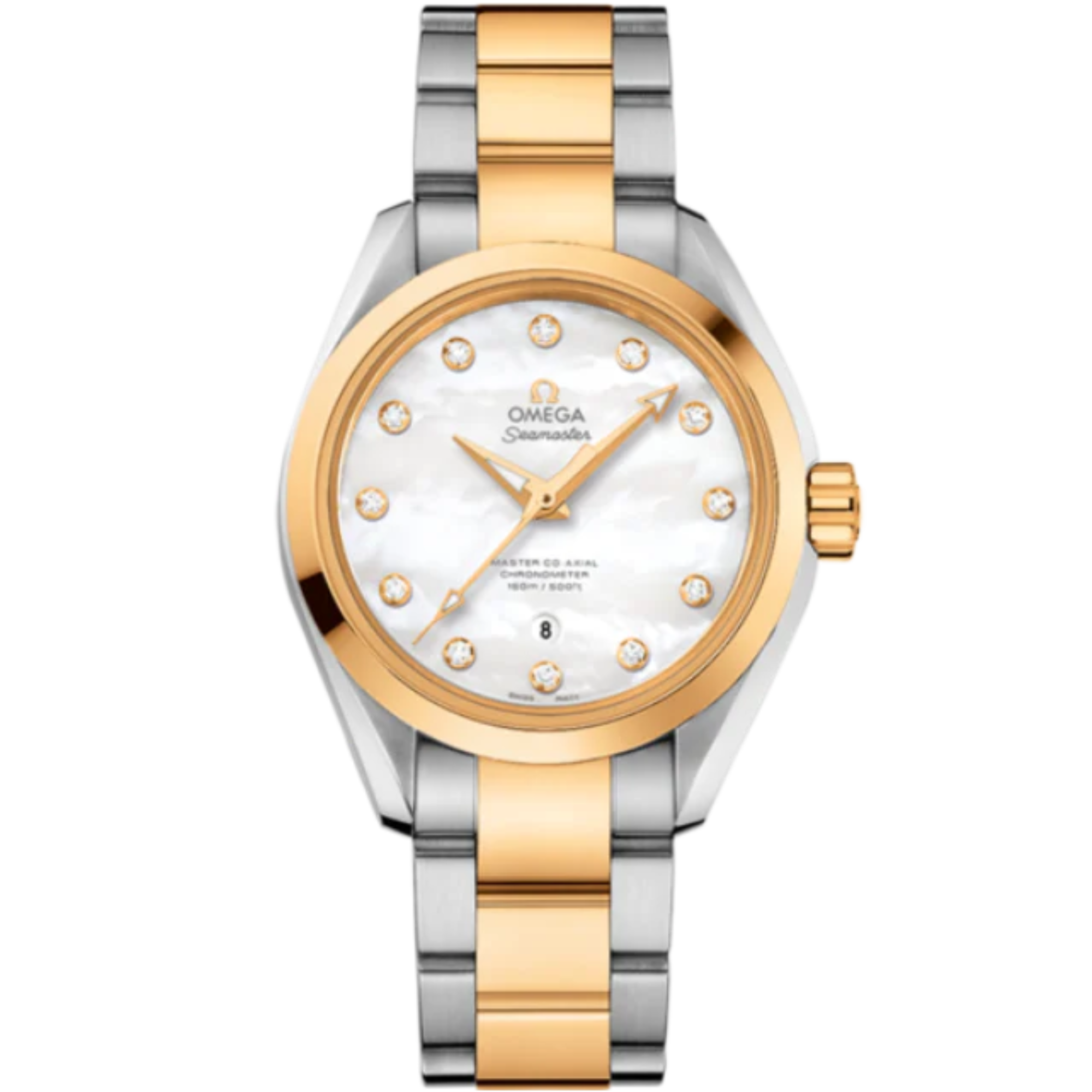 SEAMASTER AQUA TERRA 150M 34 MM STAINLESS STEEL - YELLOW GOLD WITH MOTHER OF PEARL DIAL - Omega