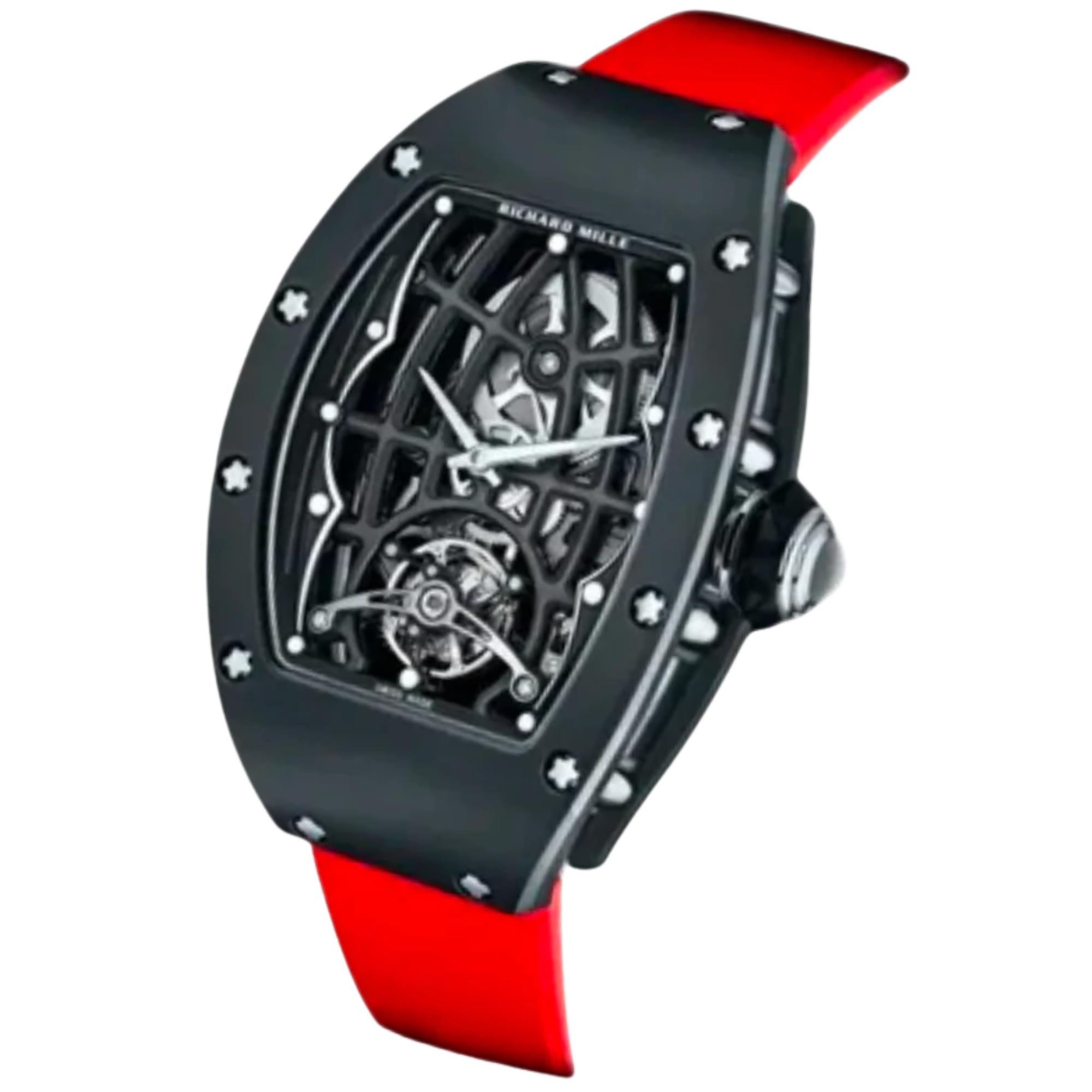 RM 74-02 Tourbillon Automatic Red Rubber Strap Ceramic Case - Richard Mille