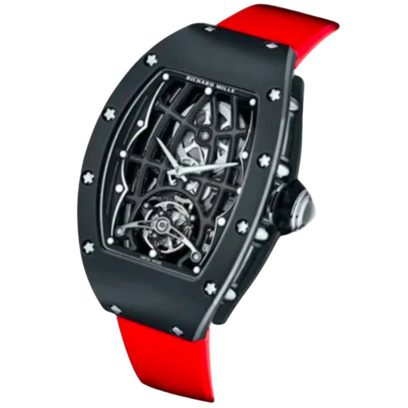 RM 74-02 Tourbillon Automatic Red Rubber Strap Ceramic Case - Richard Mille