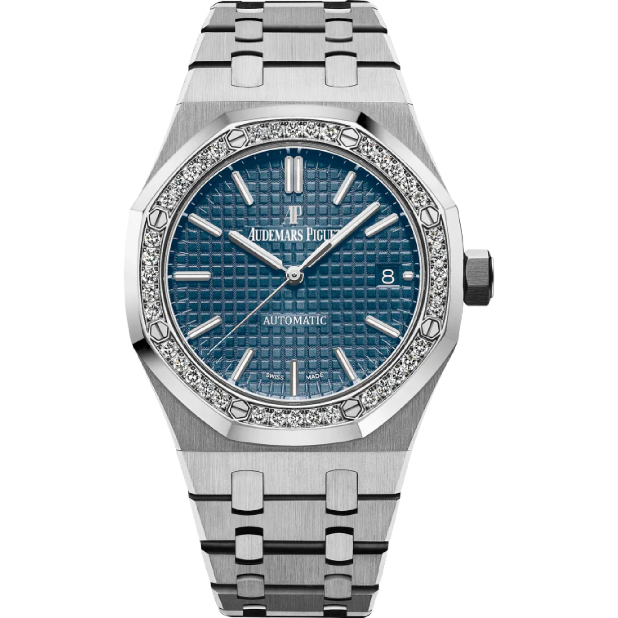 Royal Oak Selfwinding 37MM Stainless Steel Bracelet Blue Dial With Grande Tapisserie Pattern Stainless Steel Case Diamond-Set Bezel - Audemars Piguet