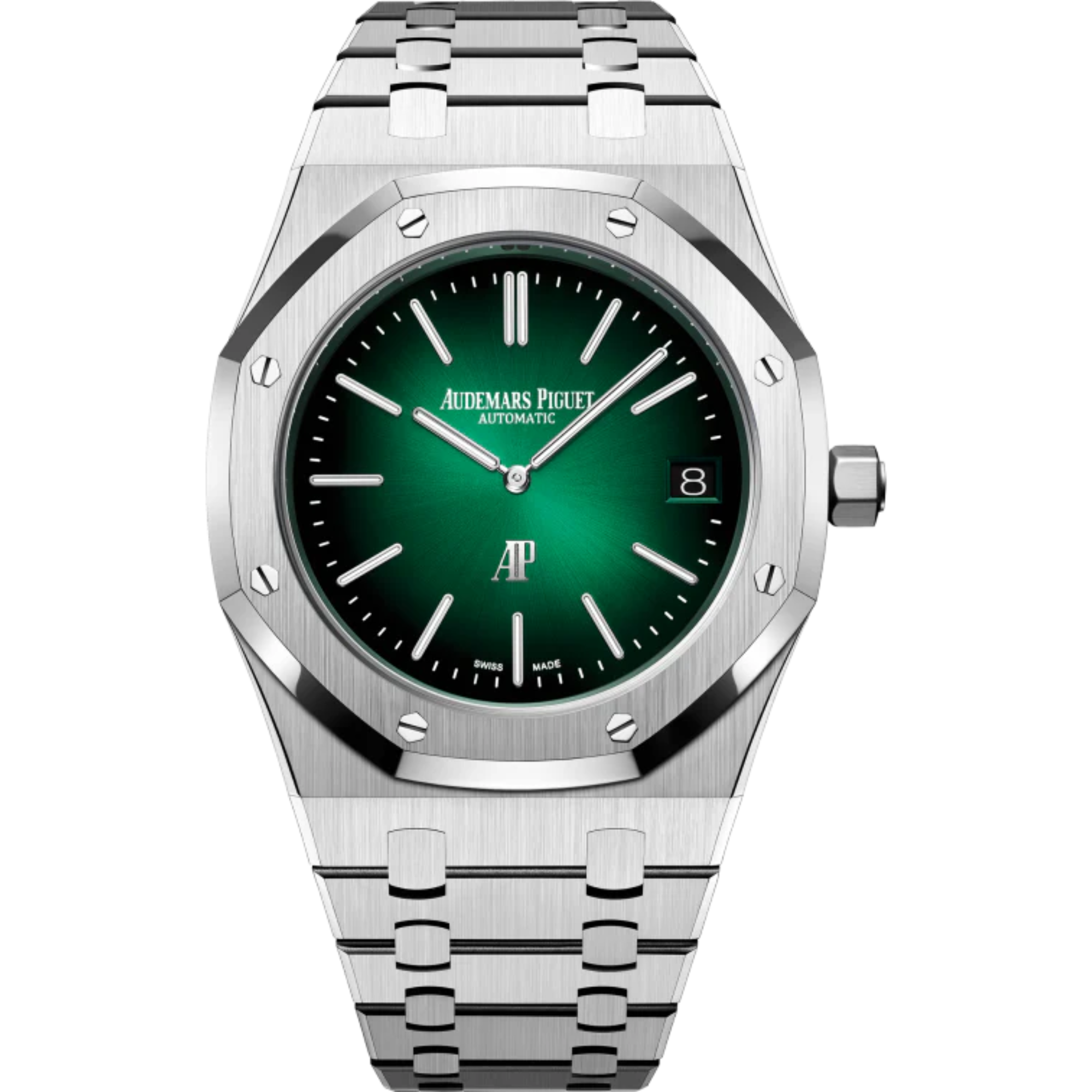 Royal Oak Jumbo Extra-Thin 39MM 950 Platinum Bracelet Smoked Green Dial With Sunray Pattern Base 950 Platinum Case - Audemars Piguet