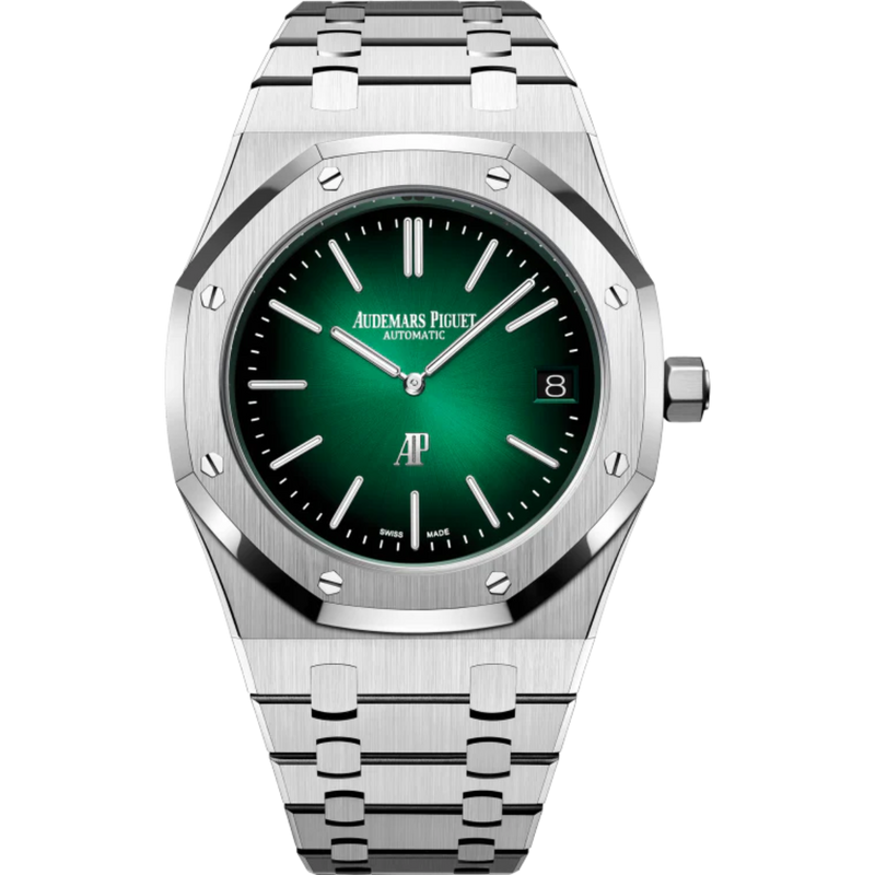 Royal Oak Jumbo Extra-Thin 39MM 950 Platinum Bracelet Smoked Green Dial With Sunray Pattern Base 950 Platinum Case - Audemars Piguet