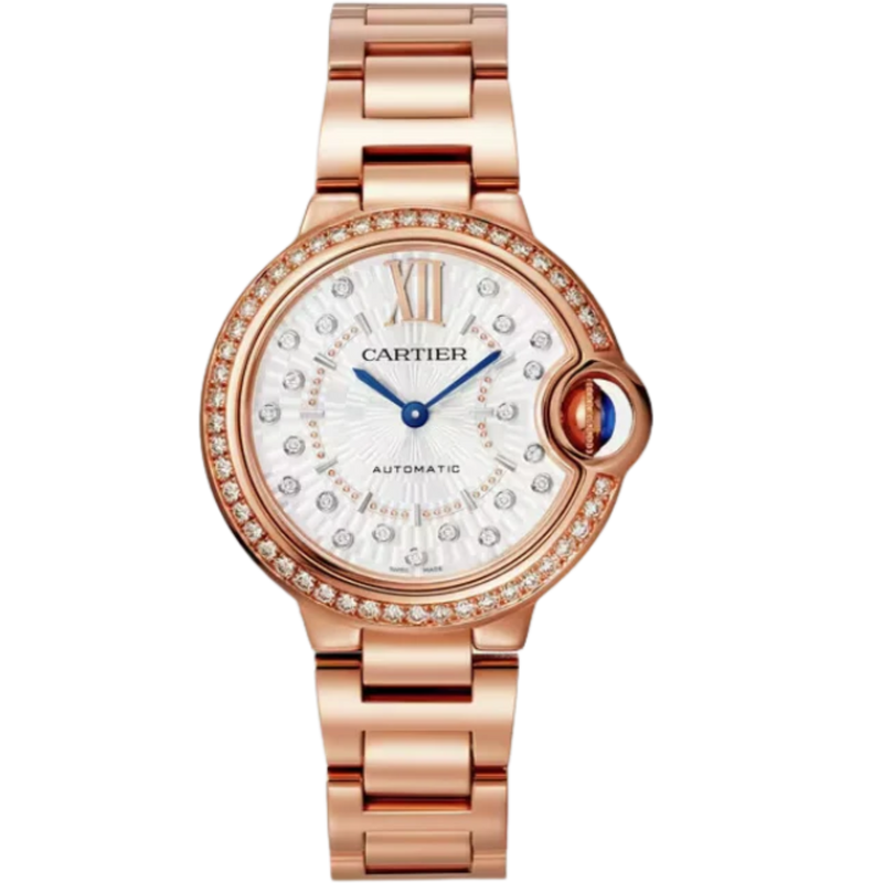 BALLON BLEU DE CARTIER 36 MM ROSE GOLD WITH MATT SILVER STAMPED SUNRAY DIAL - Cartier