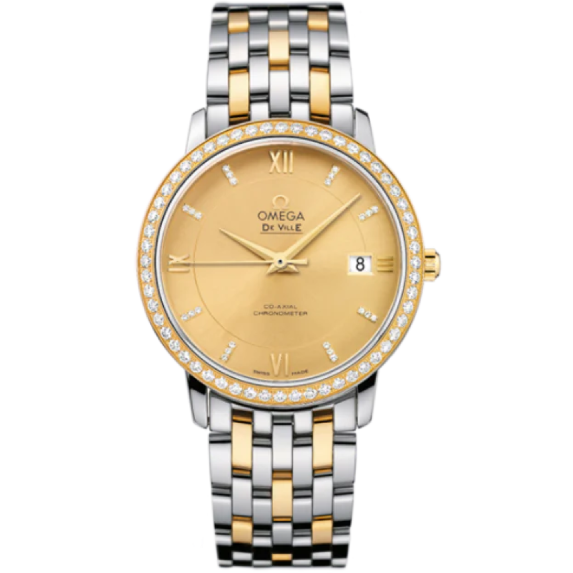 DE VILLE PRESTIGE 37 MM STAINLESS STEEL - YELLOW GOLD WITH YELLOW DIAL - Omega