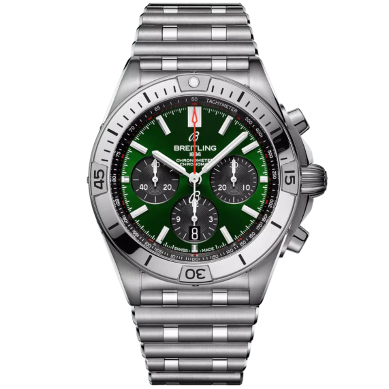CHRONOMAT B01 42 MM STAINLESS STEEL WITH GREEN DIAL - Breitling
