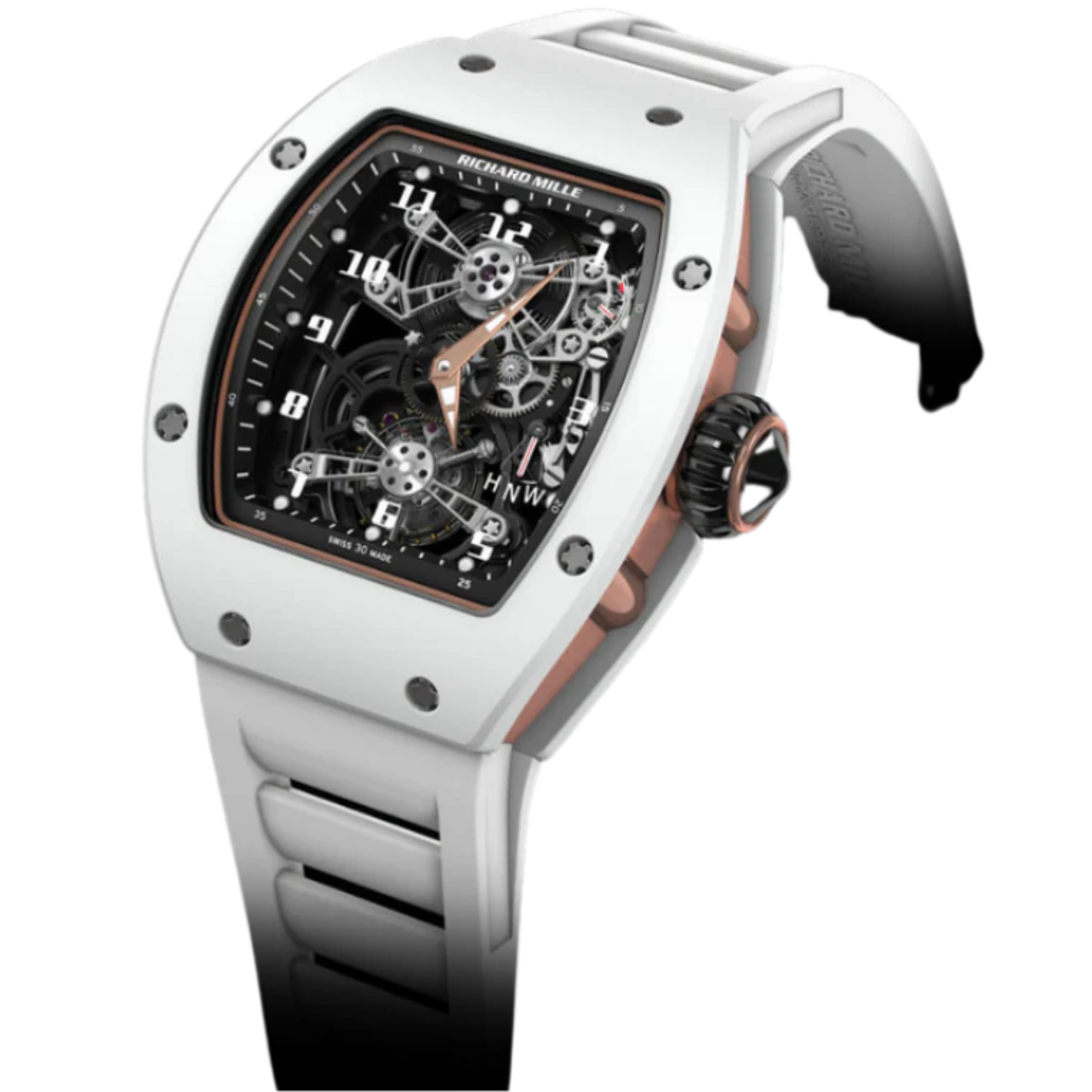 RM 17-01 White Ceramic White Rubber Strap Skeleton Dial White Ceramic and Red Gold Case - Richard Mille