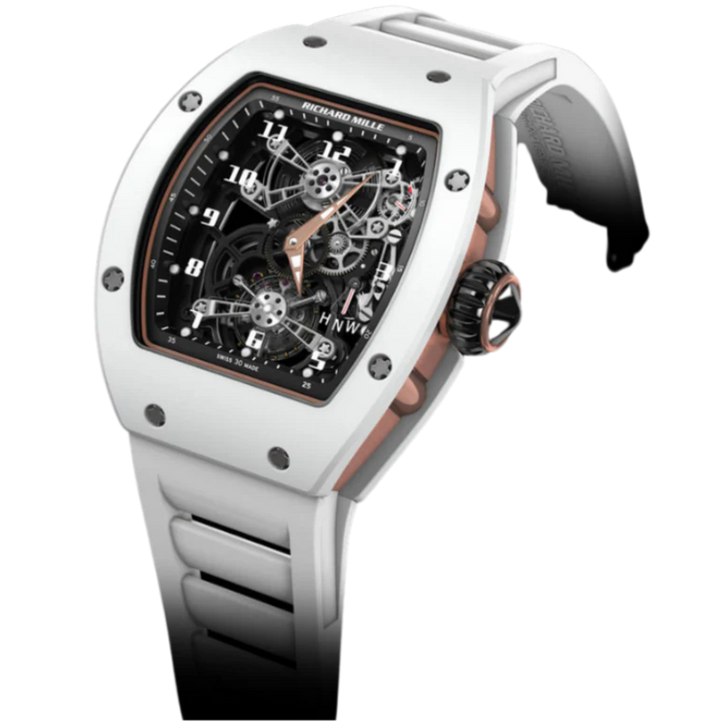 RM 17-01 White Ceramic White Rubber Strap Skeleton Dial White Ceramic and Red Gold Case - Richard Mille