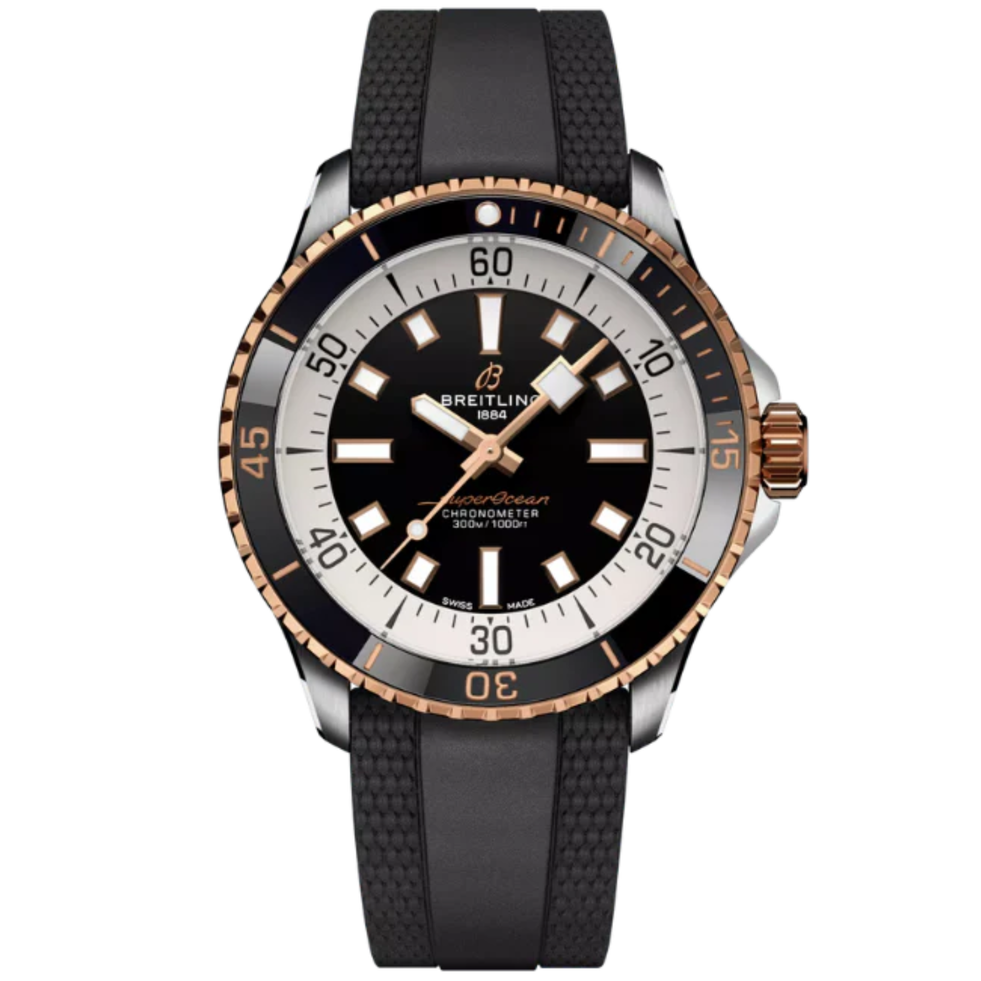 SUPEROCEAN AUTOMATIC 42 MM STAINLESS STEEL & 18K ROSE GOLD WITH BLACK DIAL - Breitling