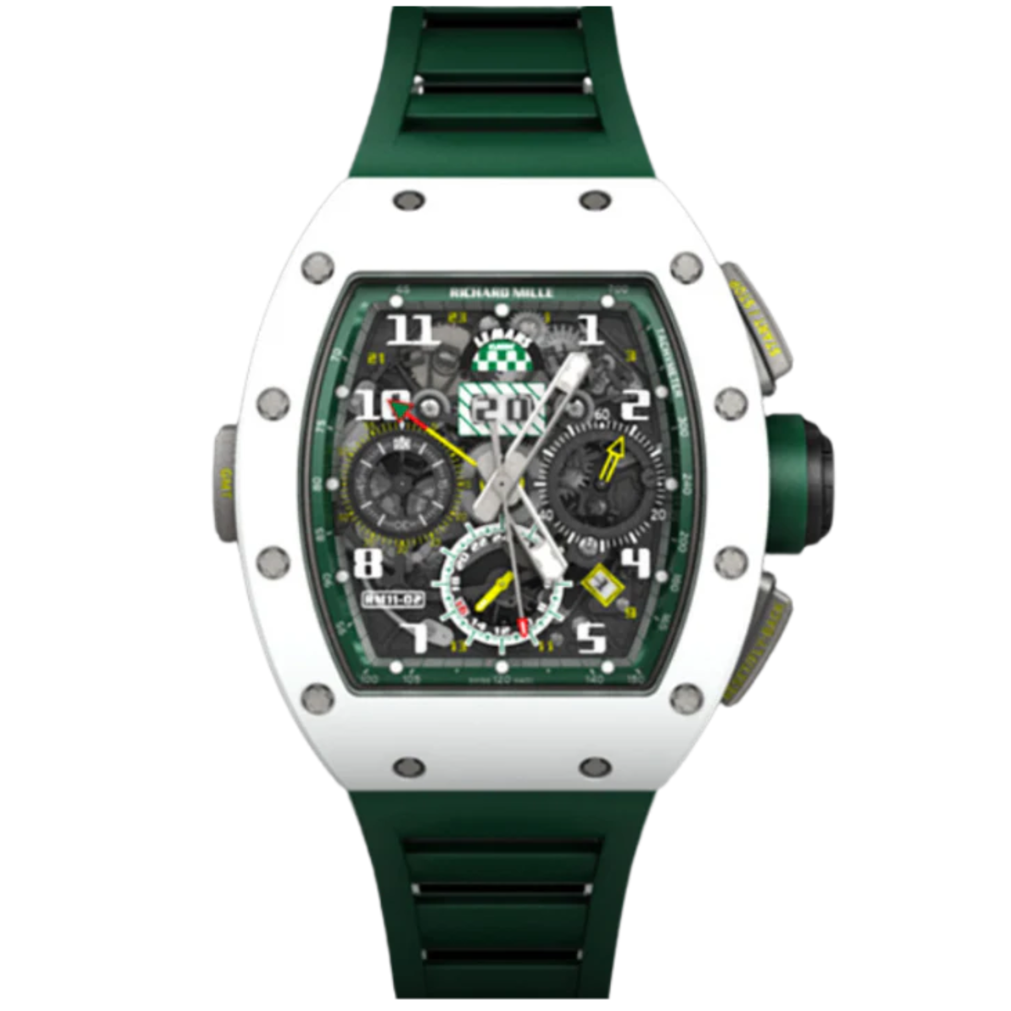 RM 011-02 Le Mans Classic Rubber Strap Skeleton Dial White ATZ Ceramic Case - Richard Mille