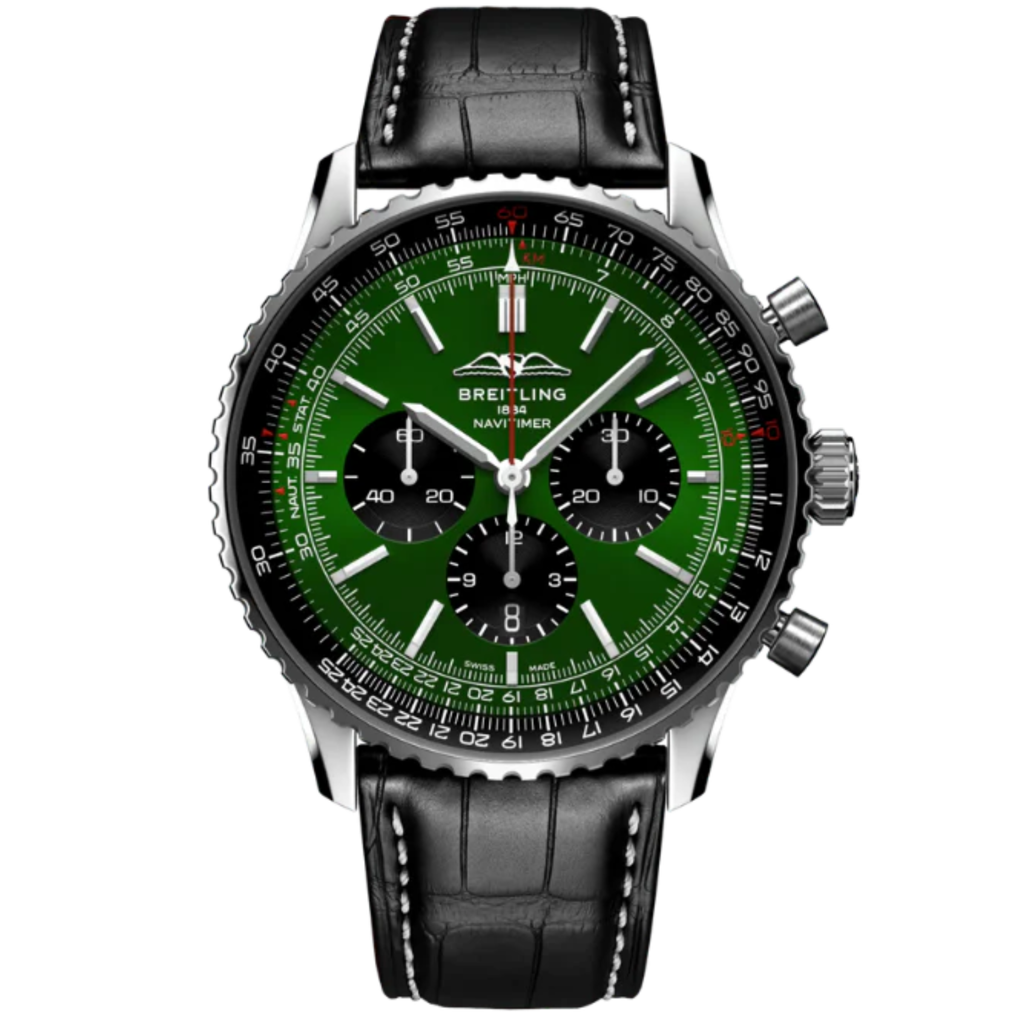 NAVITIMER B01 CHRONOGRAPH 46 MM STAINLESS STEEL WITH GREEN DIAL - Breitling