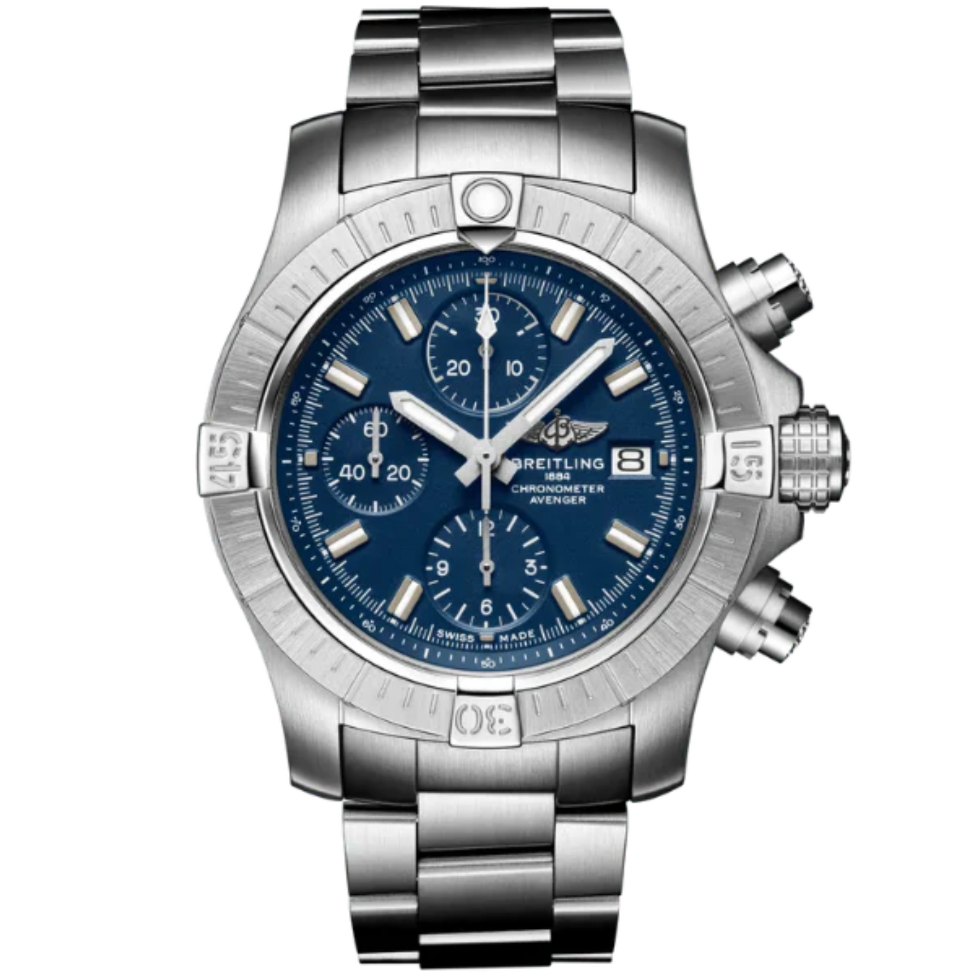 AVENGER CHRONOGRAPH 43 MM STAINLESS STEEL WITH BLUE DIAL - Breitling