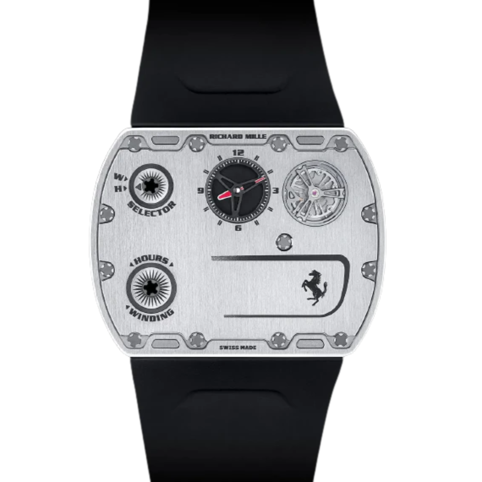 Rm-Up-01-Ferrari Manual Winding Ultraflat Rubber Strap Entire Case Is Machined From Grade 5 Titanium - Richard Mille