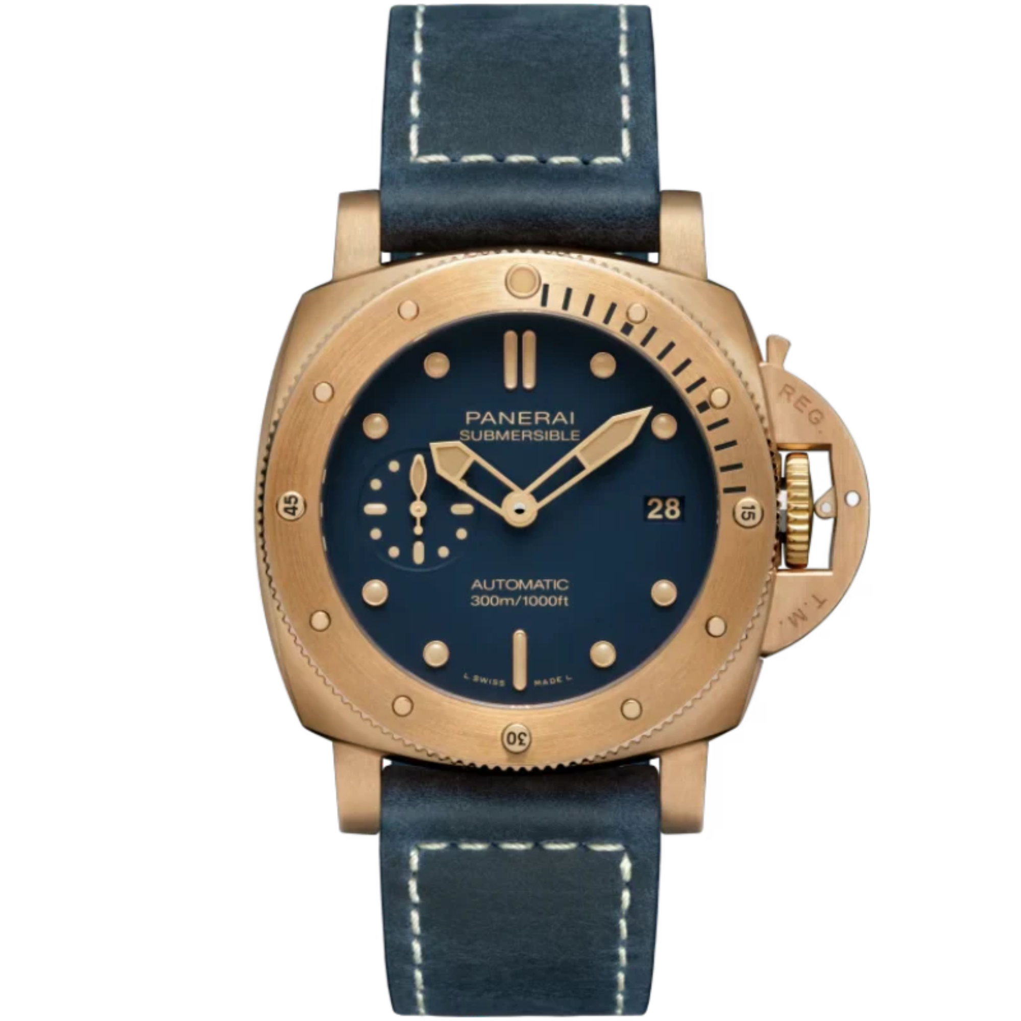 SUBMERSIBLE BRONZO BLU ABISSO PAM01074 42 MM BRONZE WITH BLUE DIAL - Panerai