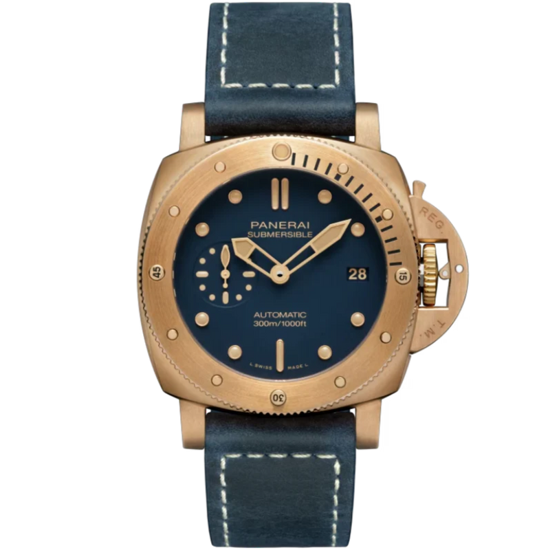SUBMERSIBLE BRONZO BLU ABISSO PAM01074 42 MM BRONZE WITH BLUE DIAL - Panerai