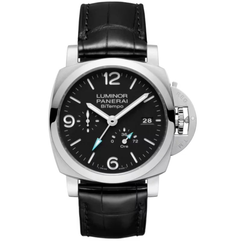 LUMINOR BITEMPO PAM01360 44 MM STAINLESS STEEL WITH BLACK DIAL - Panerai